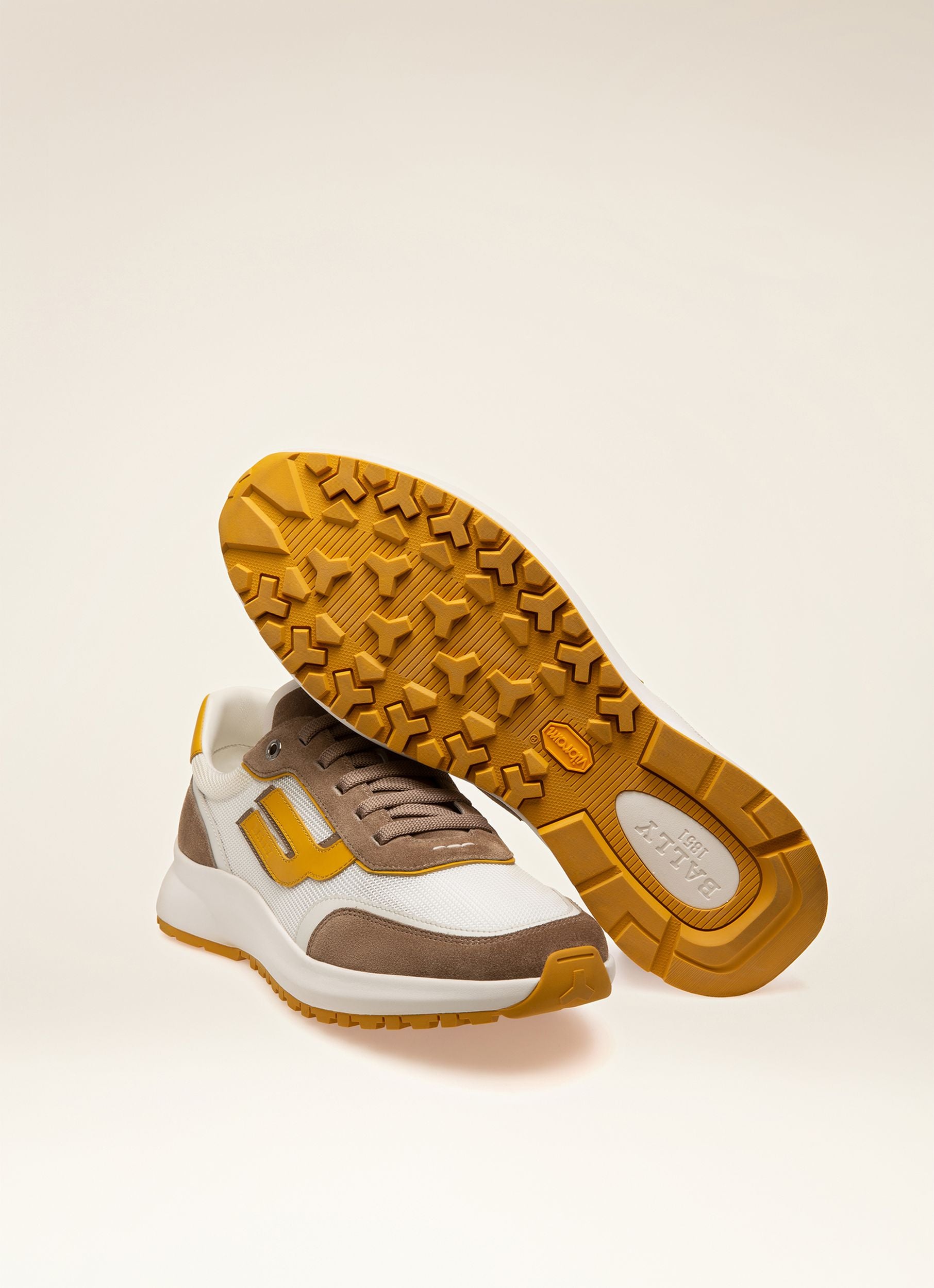 Demmy Zapatillas En Malla Y Piel De Color Marrón Topo Y Blanco - Hombre - Bally - 07