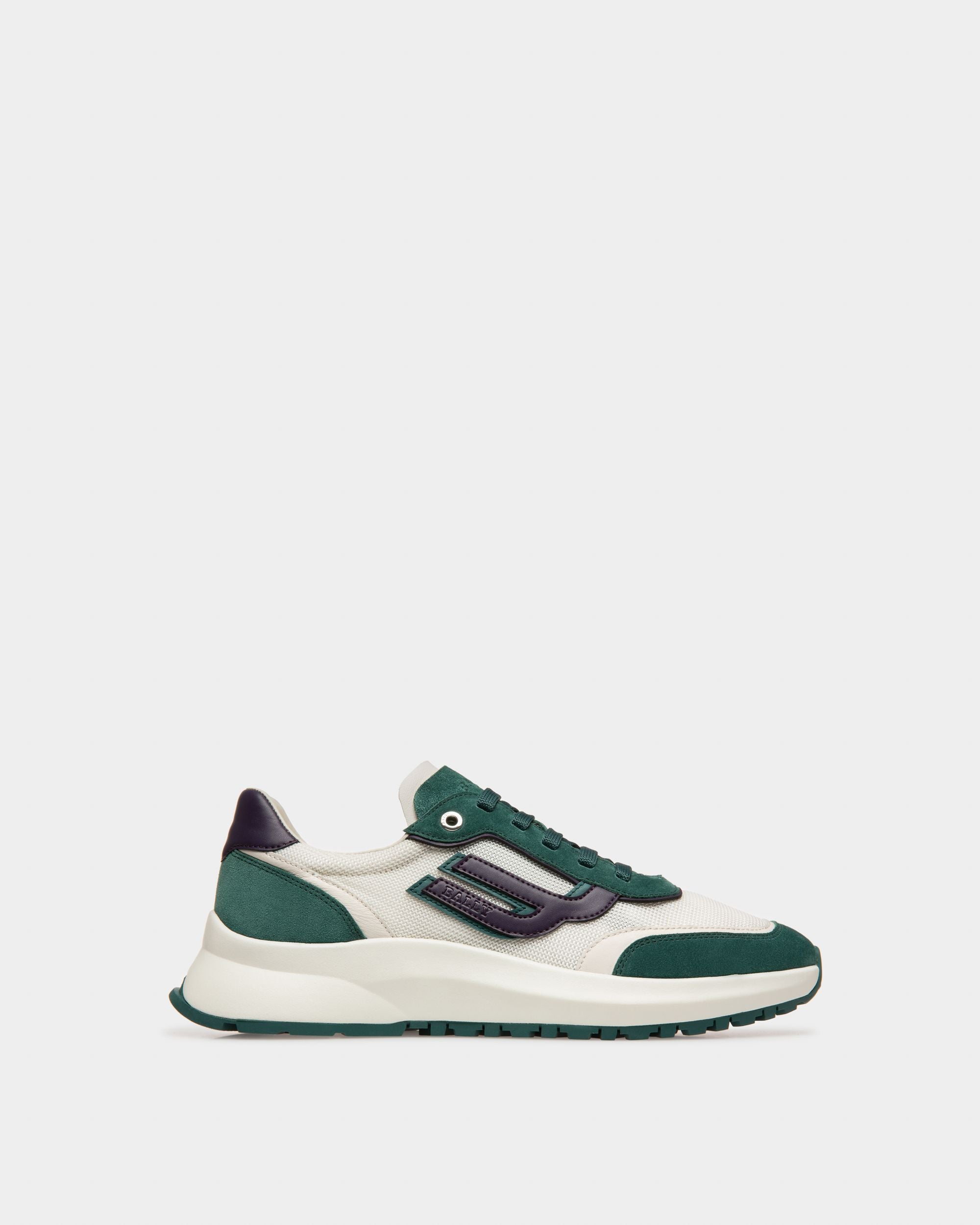 Demmy Mesh & Leather Sneakers In Green & White - Men's - Bally - 01