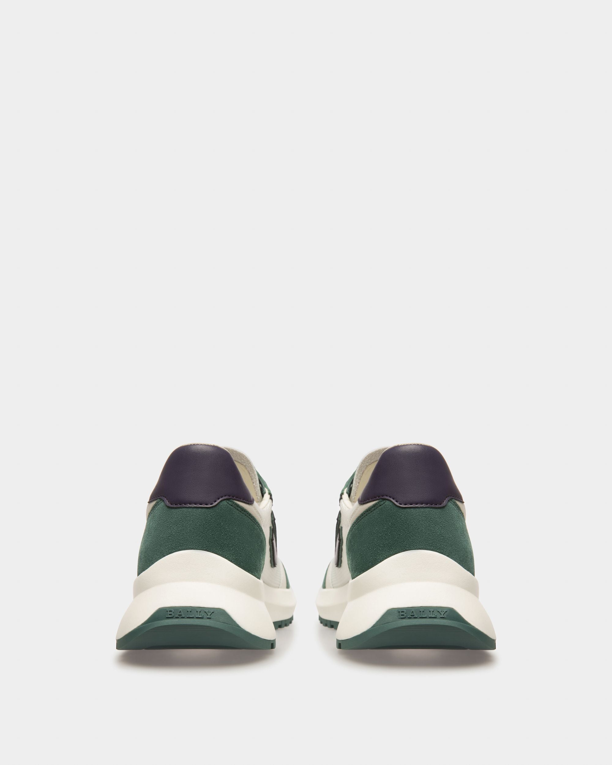 Demmy Mesh & Leather Sneakers In Green & White - Men's - Bally - 03