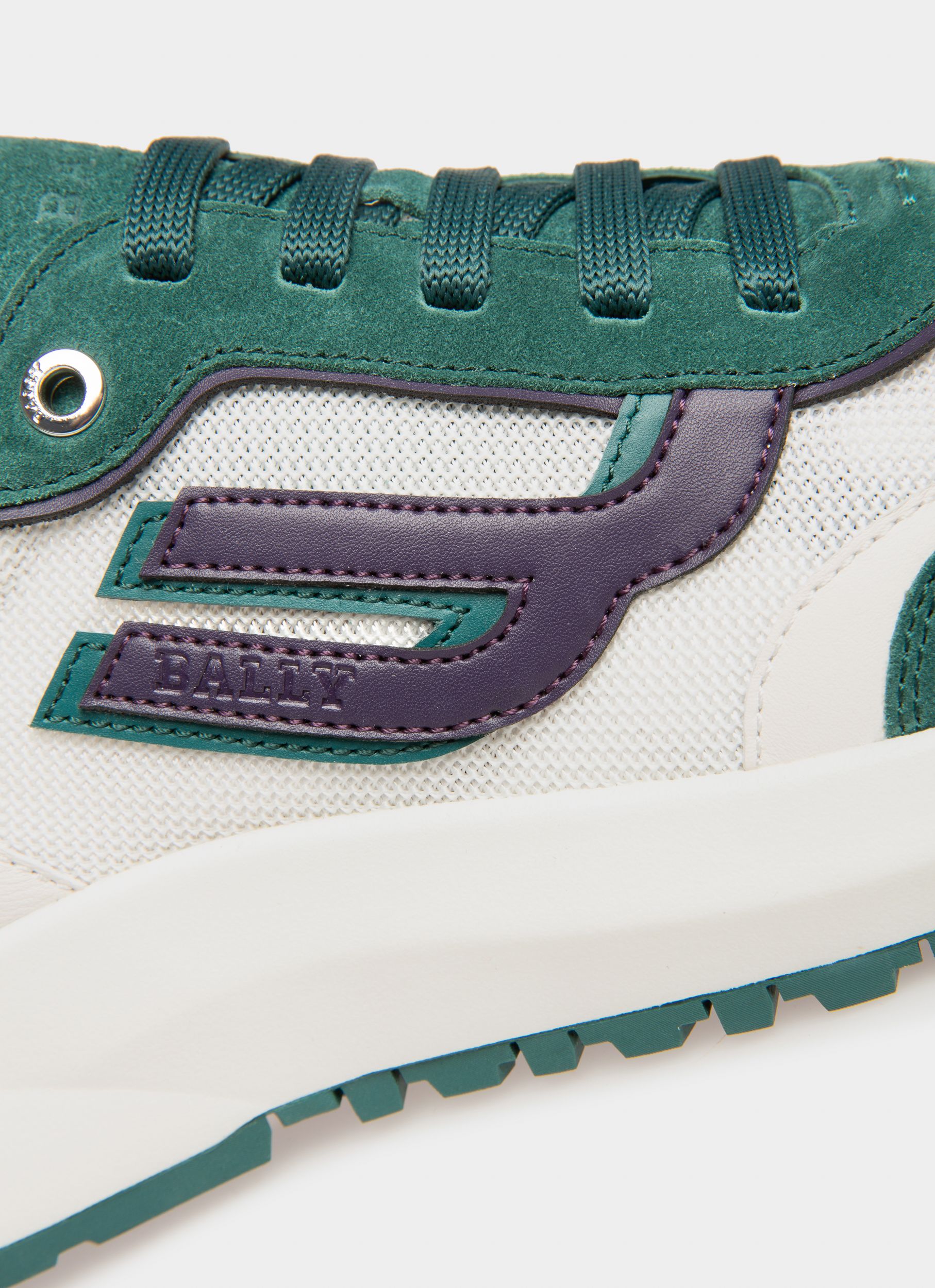 Demmy Mesh & Leather Sneakers In Green & White - Men's - Bally - 05