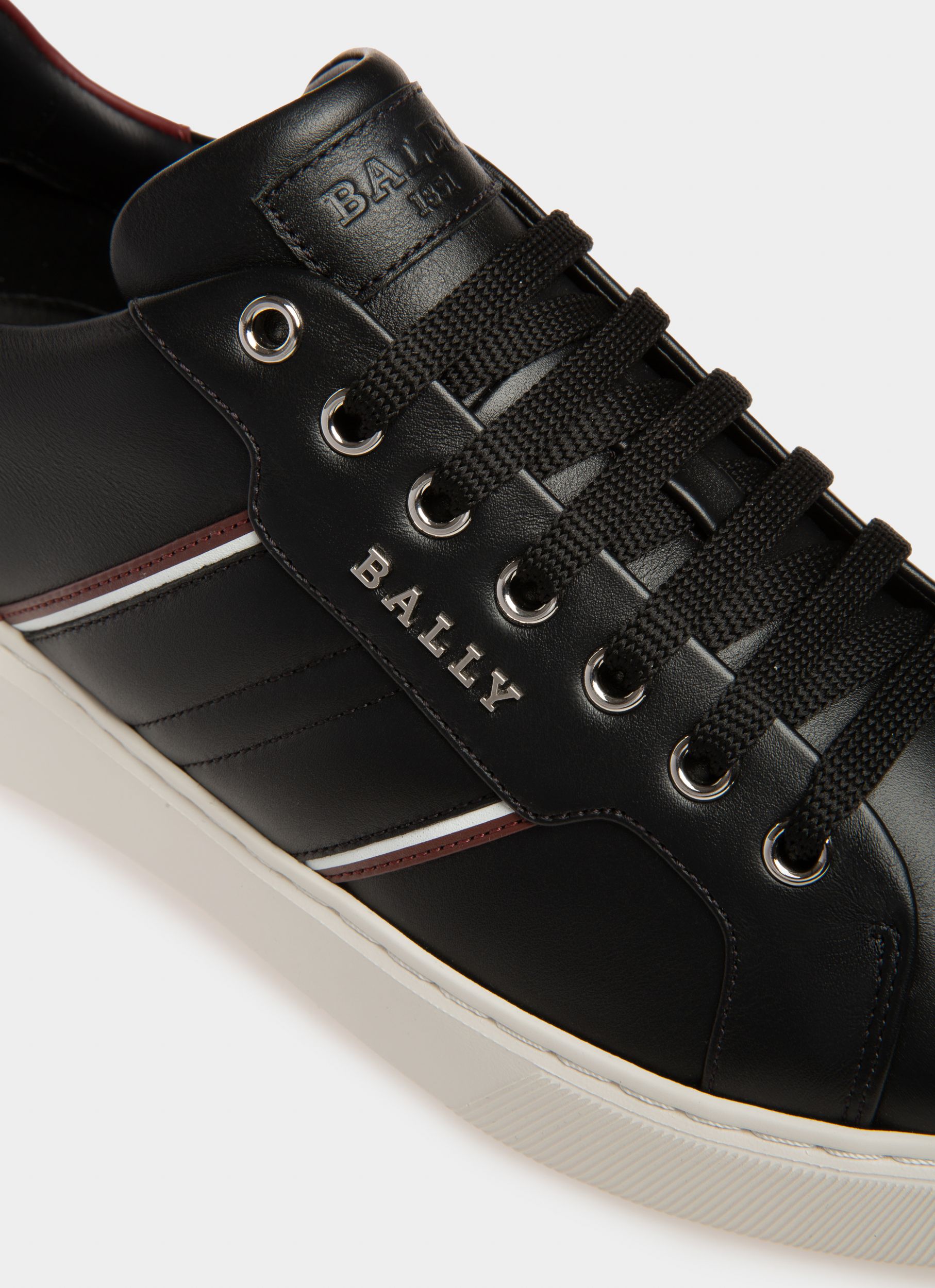 Meddy Zapatillas En Piel De Color Negro Y Rojo Heritage - Hombre - Bally - 06