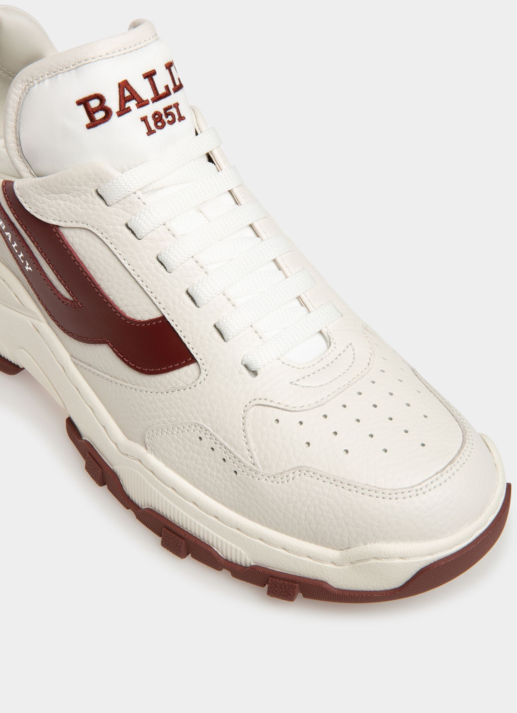 Holden Zapatillas En Piel Y Tela De Color Blanco Y Rojo Heritage - Hombre - Bally - 06