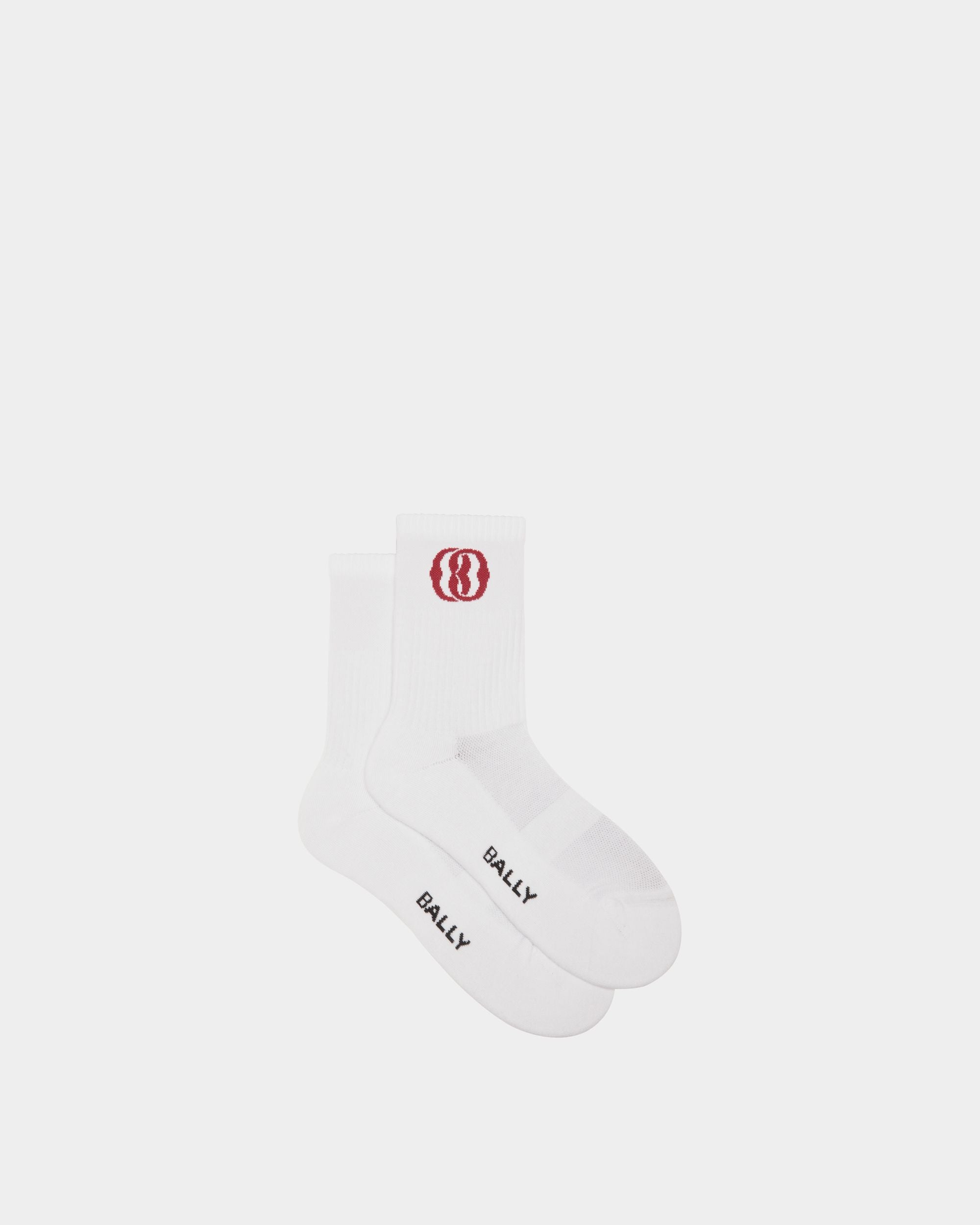 Calcetines Emblem De Algodón Blanco - Hombre - Bally - 01
