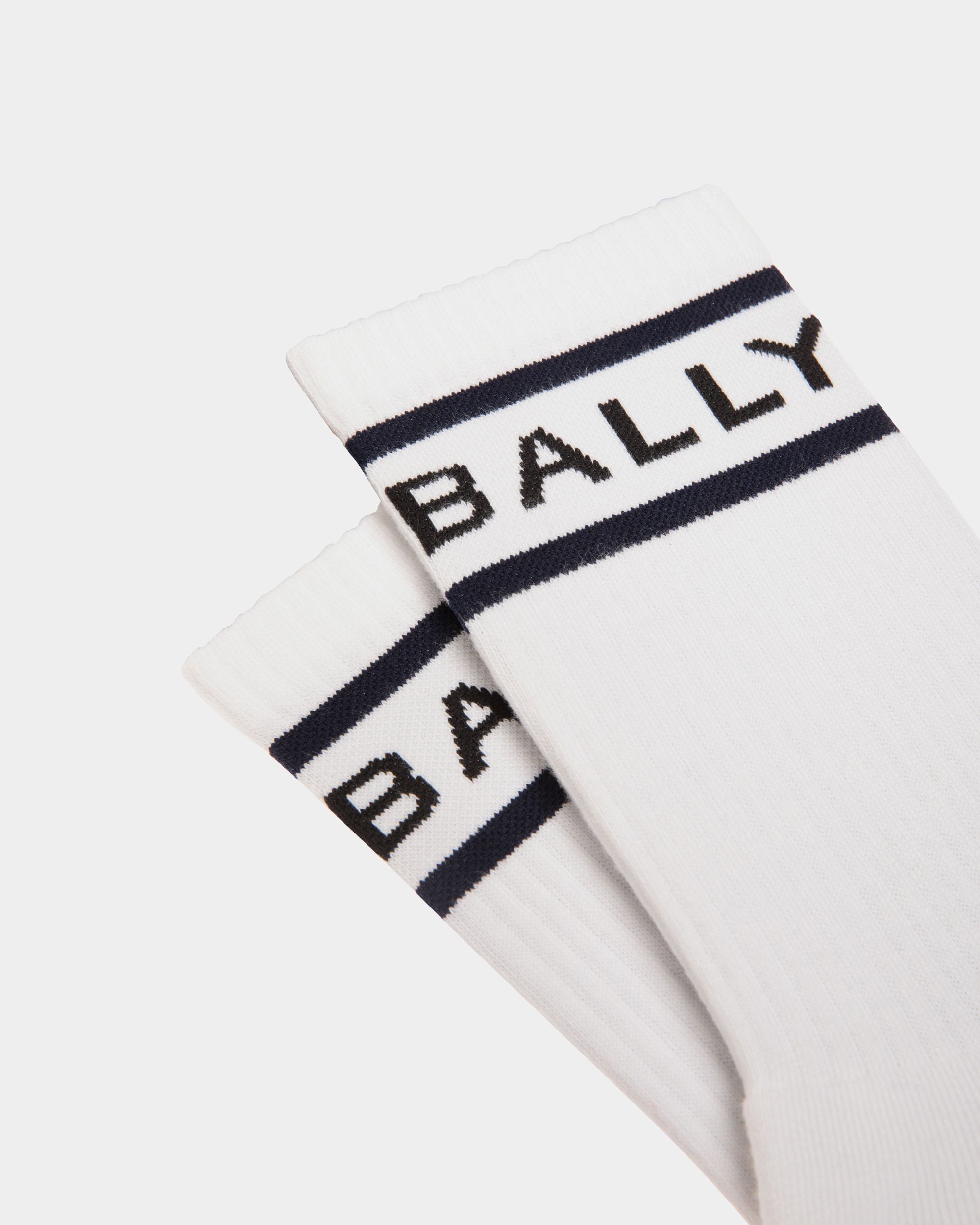 Calcetines Stripe De Algodón Blanco Y Navy Blue - Hombre - Bally - 02