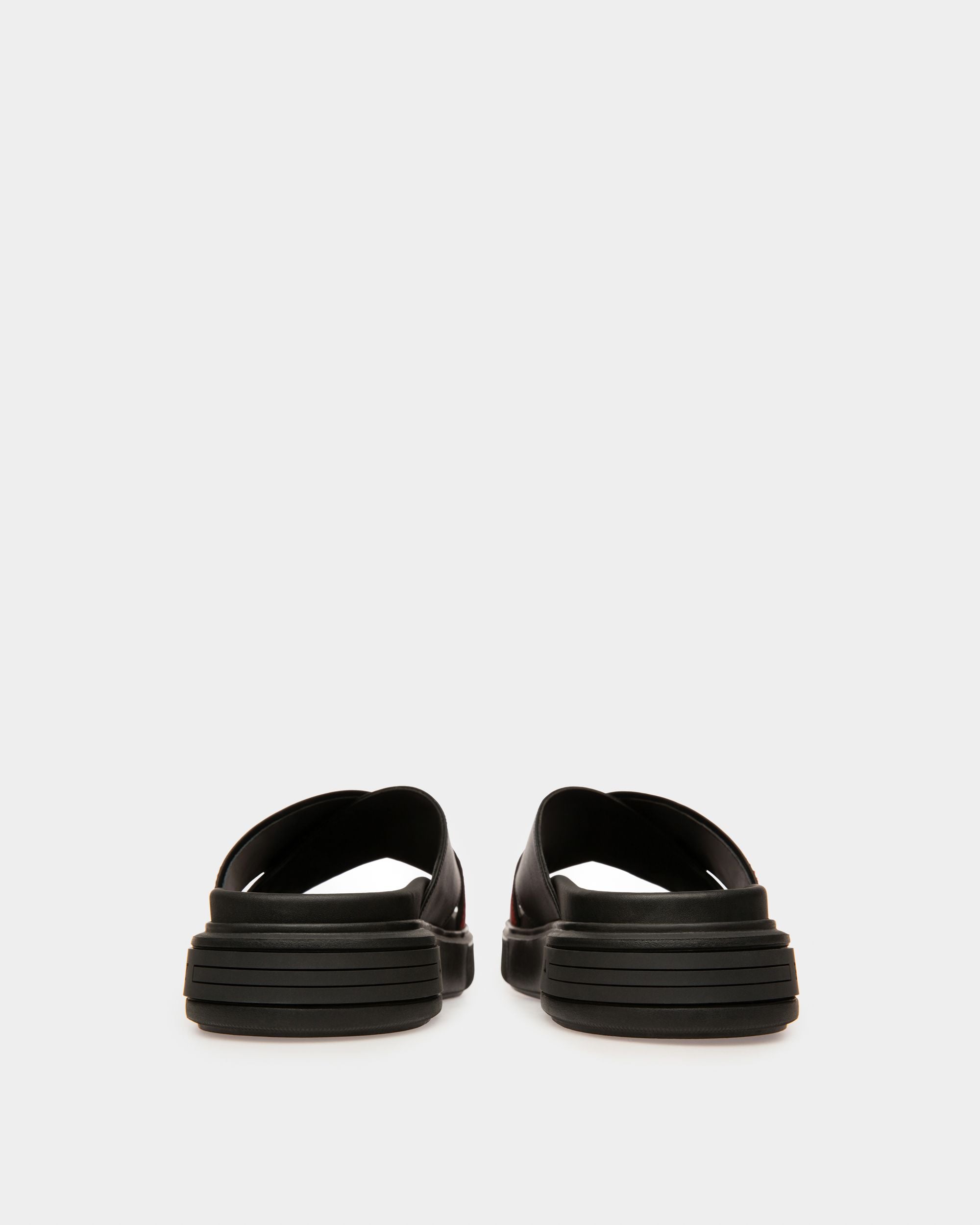 Jake Leather Sandals In Black & Bally Red - Men's - Bally - 03