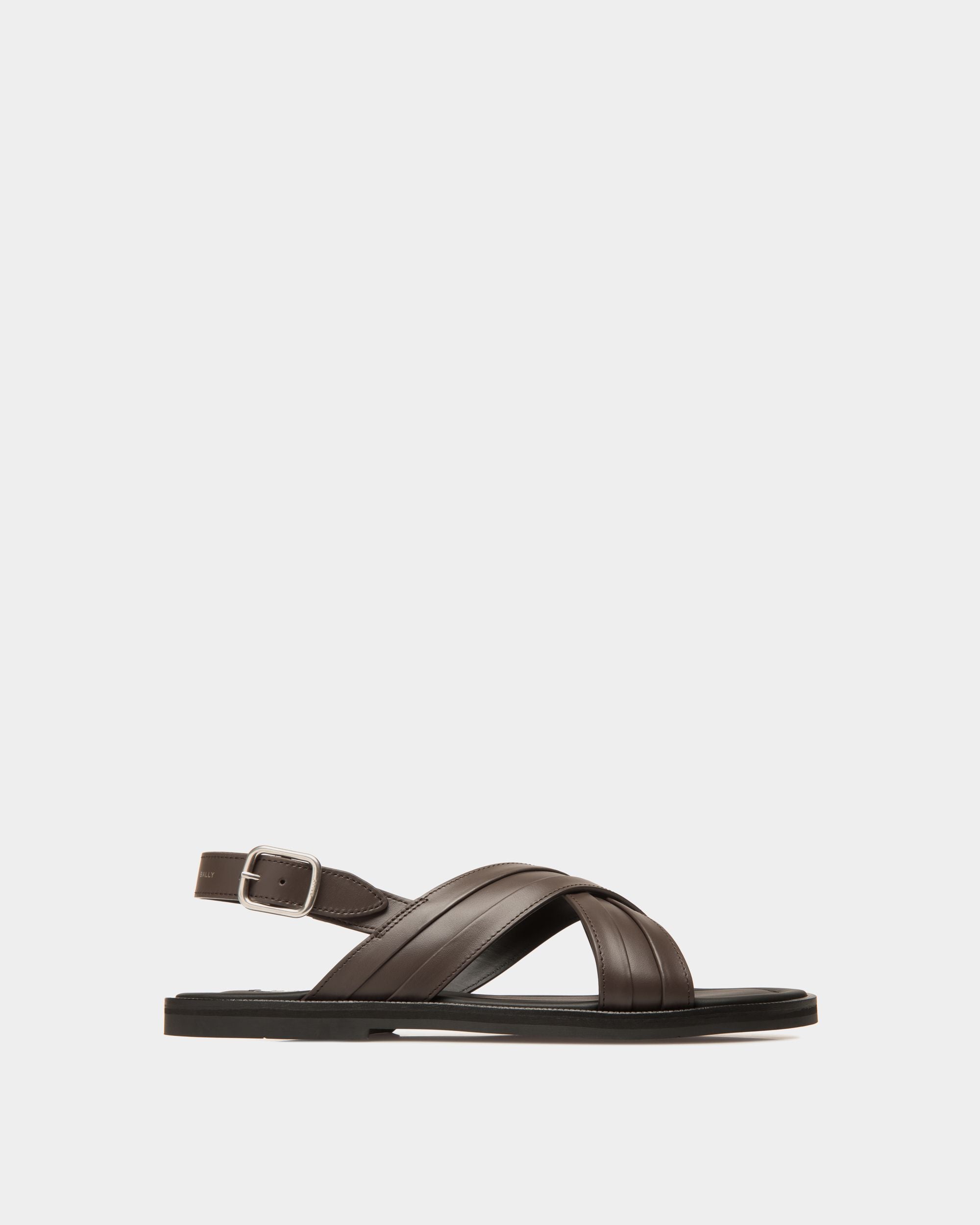 Sandalia Glide De Piel Ébano - Hombre - Bally - 01