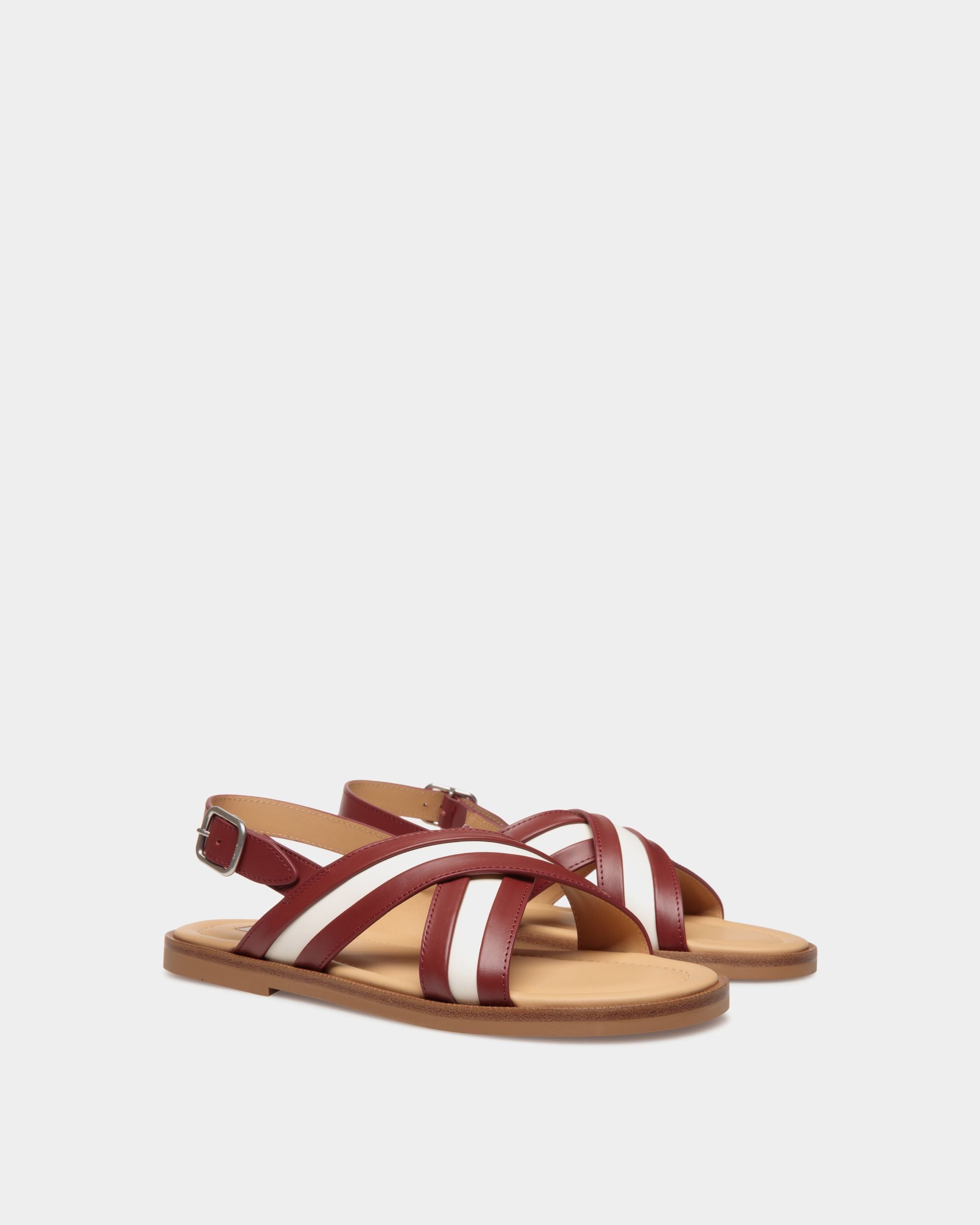 Sandalia Glide De Piel Roja Y Blanca - Hombre - Bally - 02