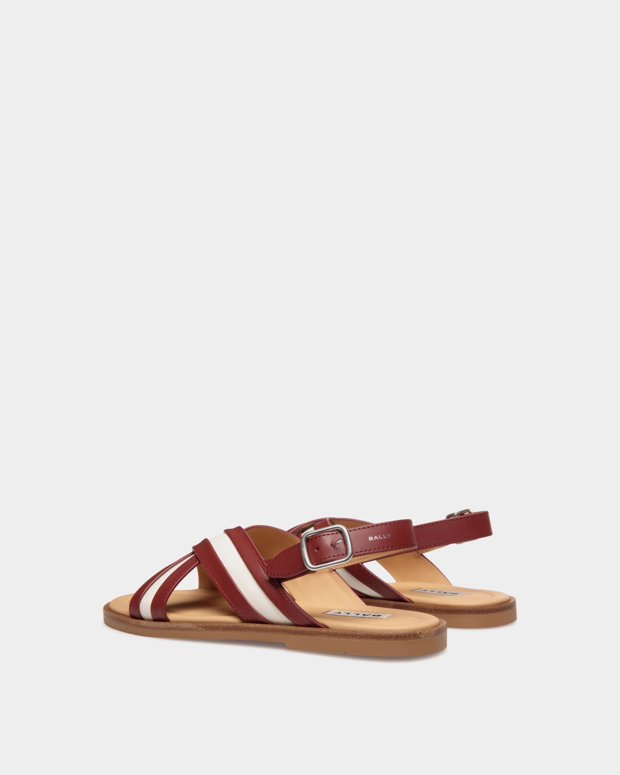 Sandalia Glide De Piel Roja Y Blanca - Hombre - Bally - 03