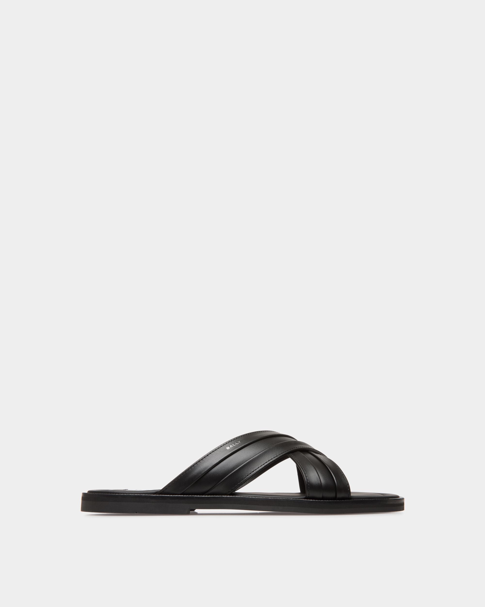 Sandalia Glide De Piel Negra - Hombre - Bally - 01