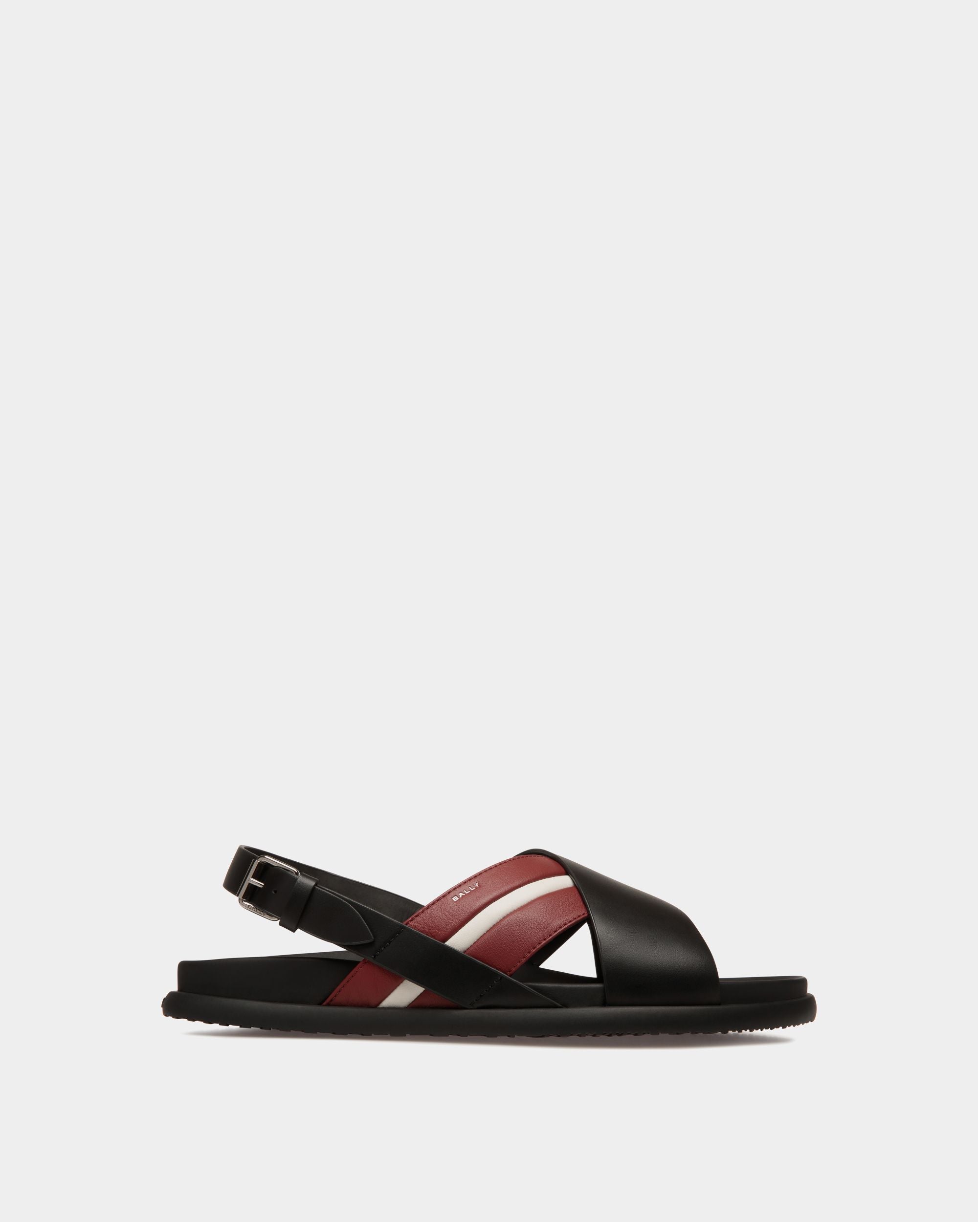 Newport Sneaker in Black And Red Leather - Men's - Bally - 01