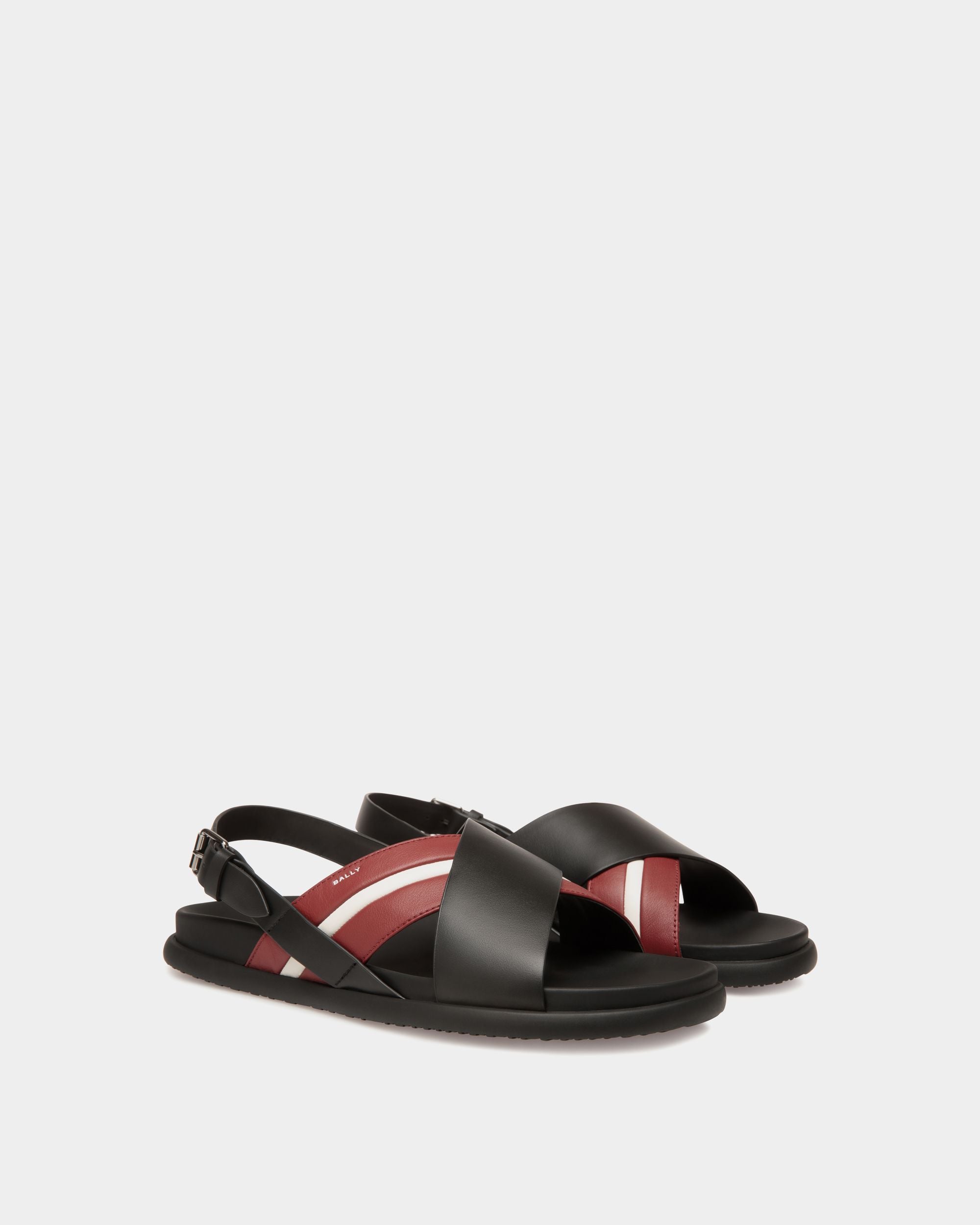 Newport Sneaker in Black And Red Leather - Men's - Bally - 02