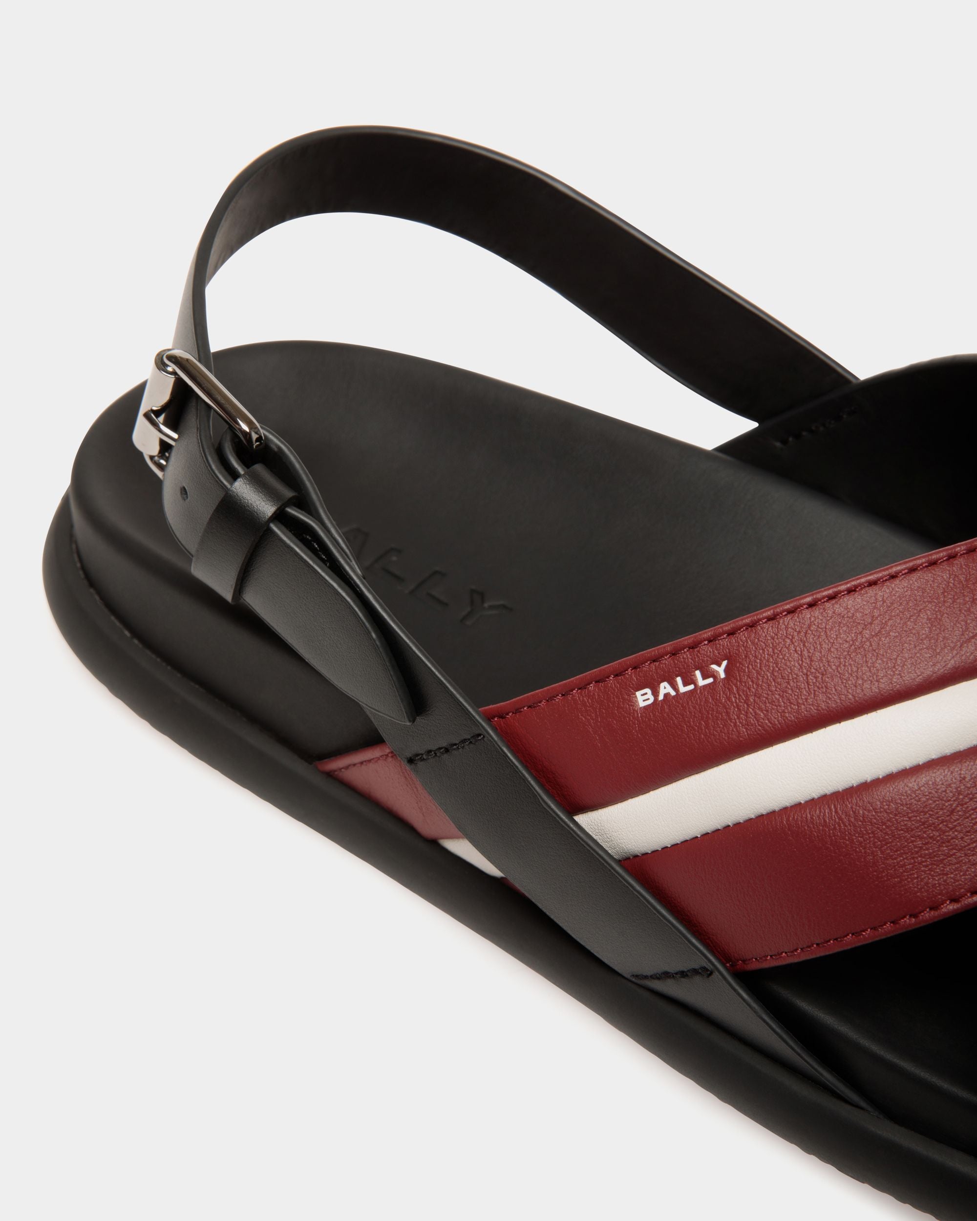 Newport Sneaker in Black And Red Leather - Men's - Bally - 05
