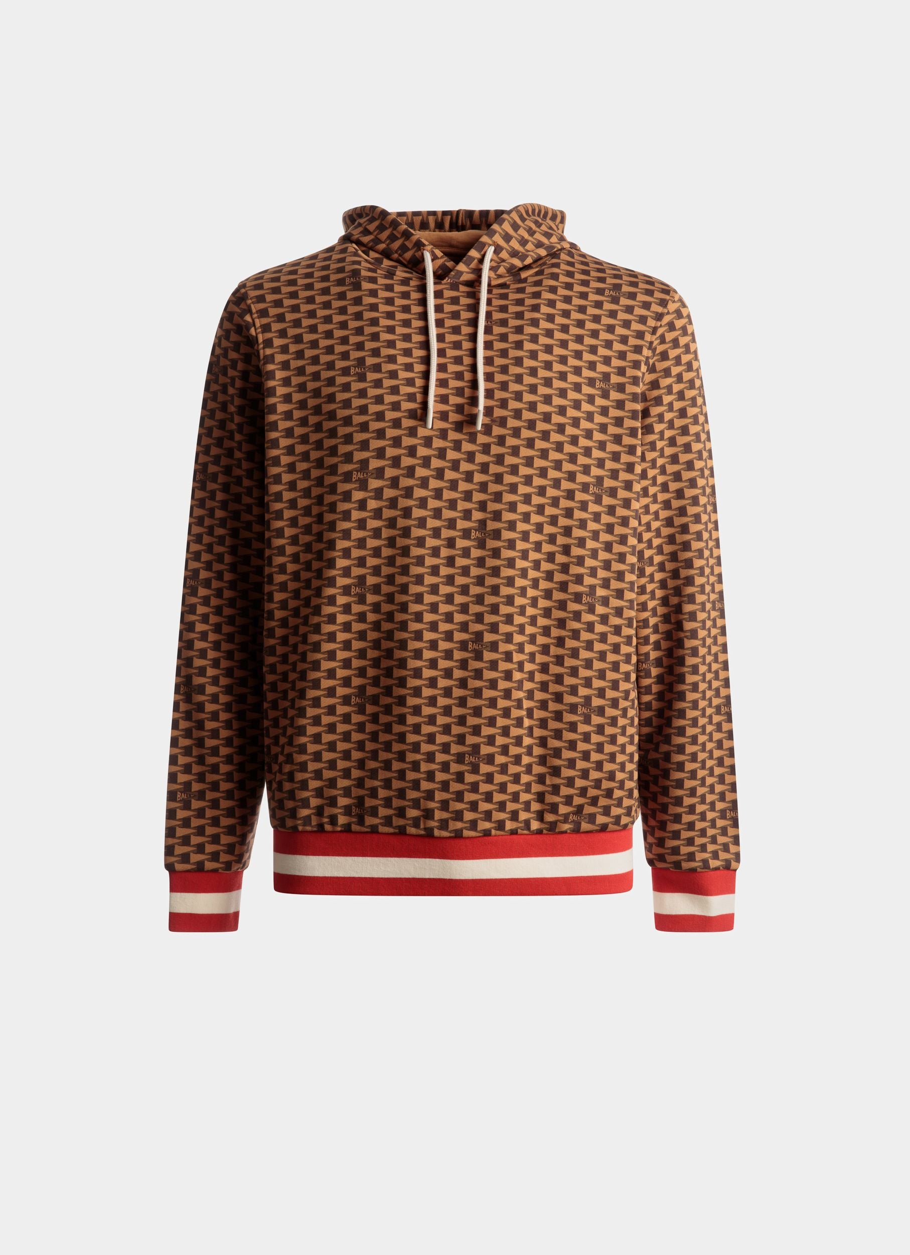 Sudadera Con Capucha Pennant De Algodón Elástico Marrón - Hombre - Bally - 01