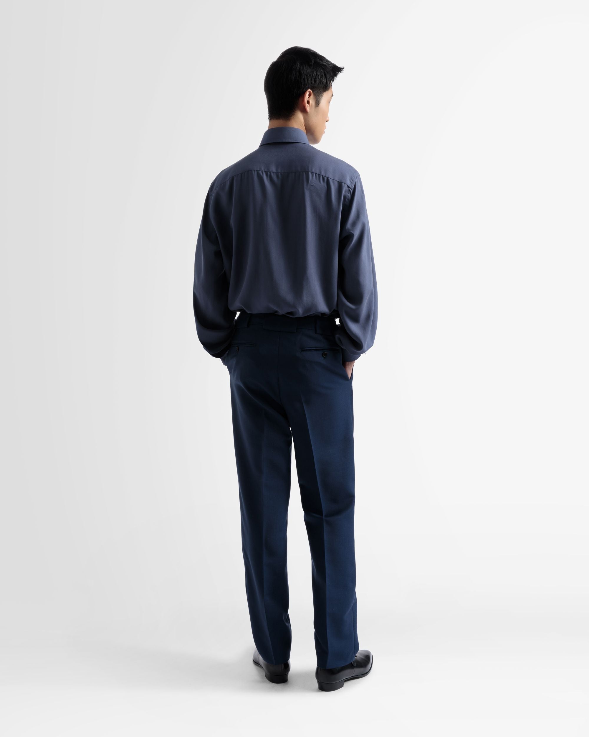 Pantalones Rectos De Mezcla De Lana En Azul Marino - Hombre - Bally - 05
