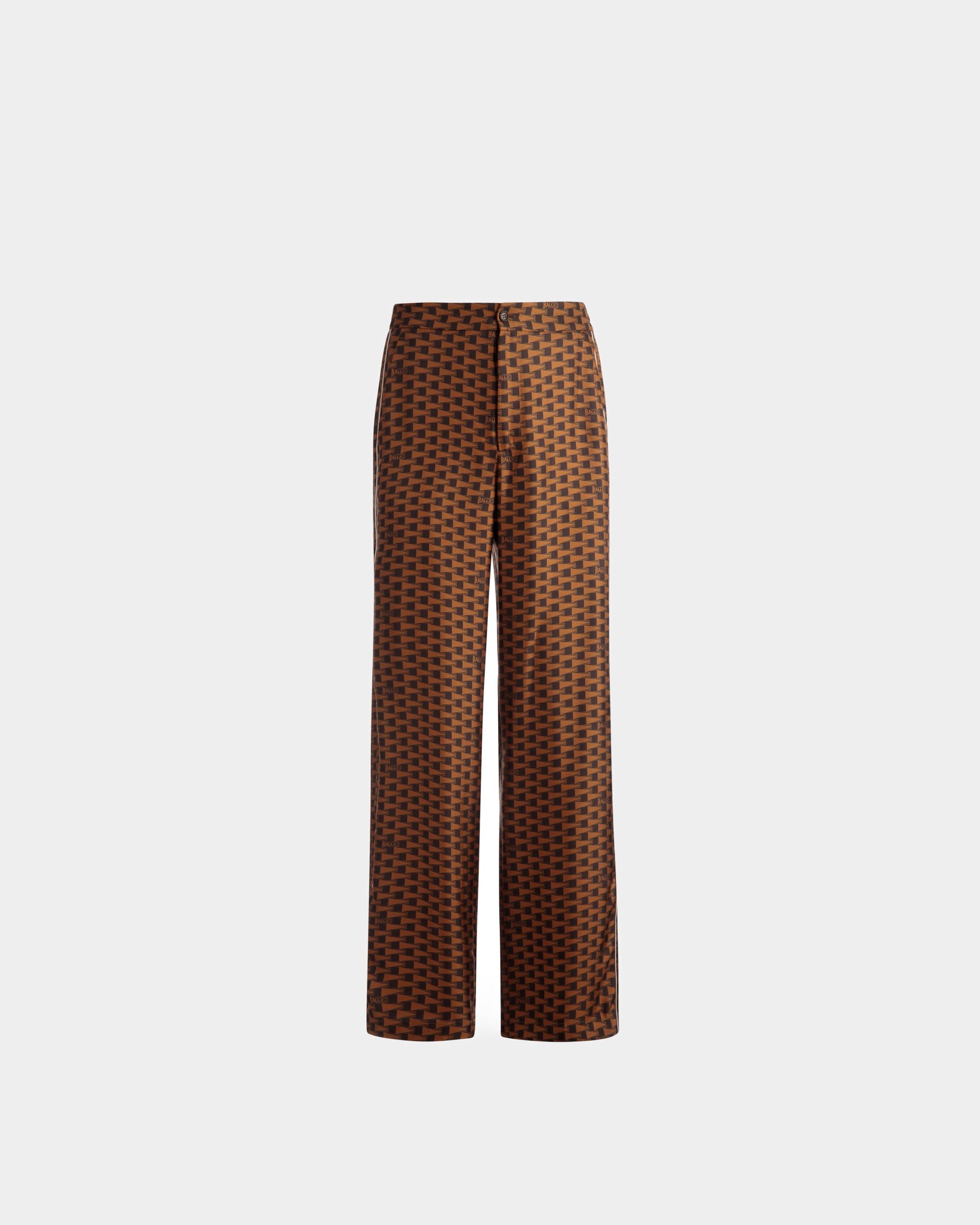 Pantalones Con Estampado Pennant De Seda Marrón - Hombre - Bally - 01