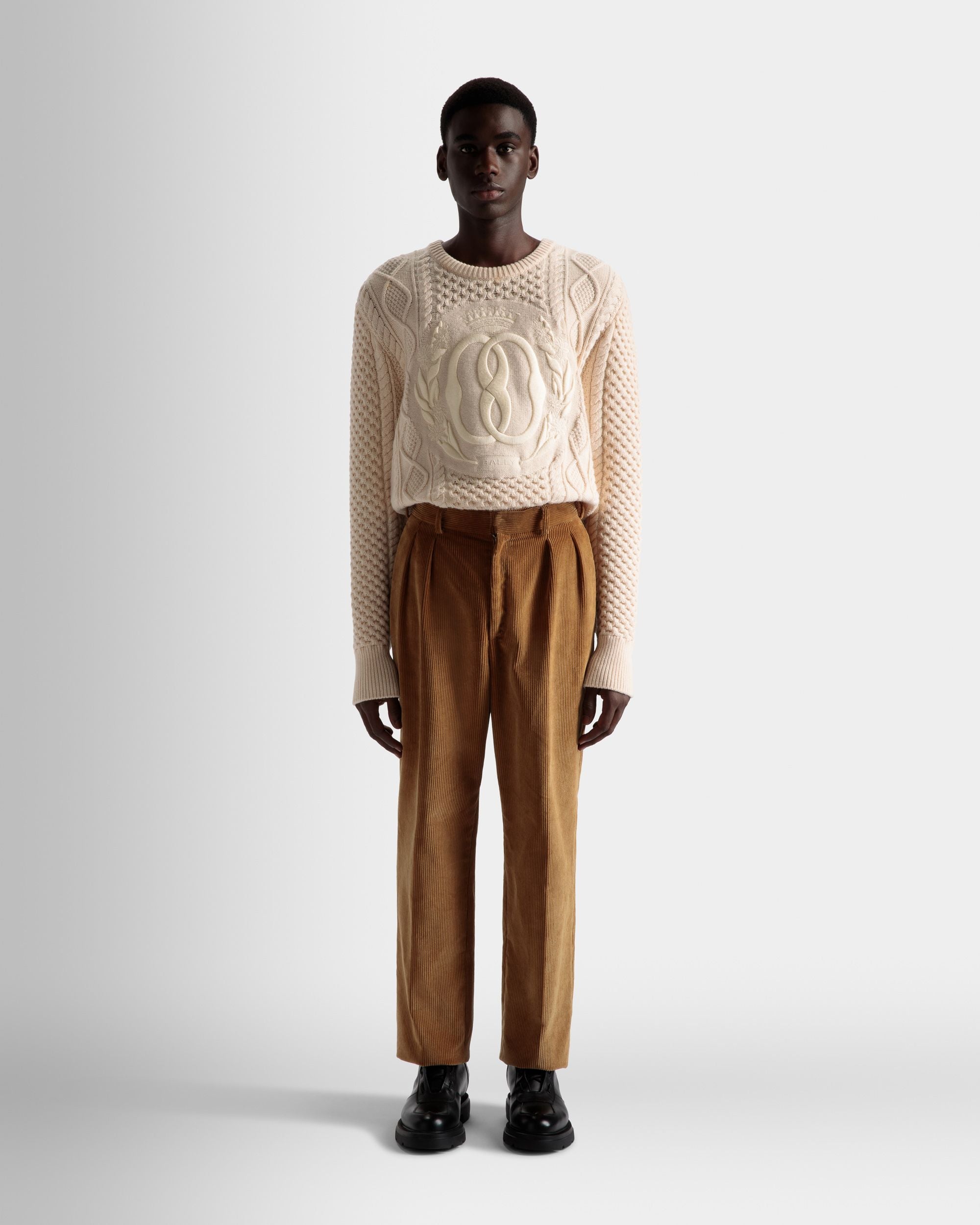 Corduroy Tailored Pants In Camel Cotton - Men's - Bally - 02