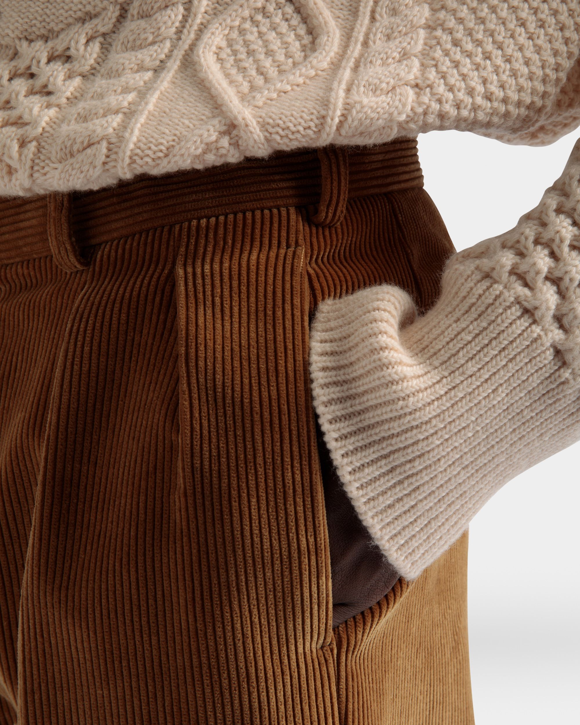 Corduroy Tailored Pants In Camel Cotton - Men's - Bally - 04