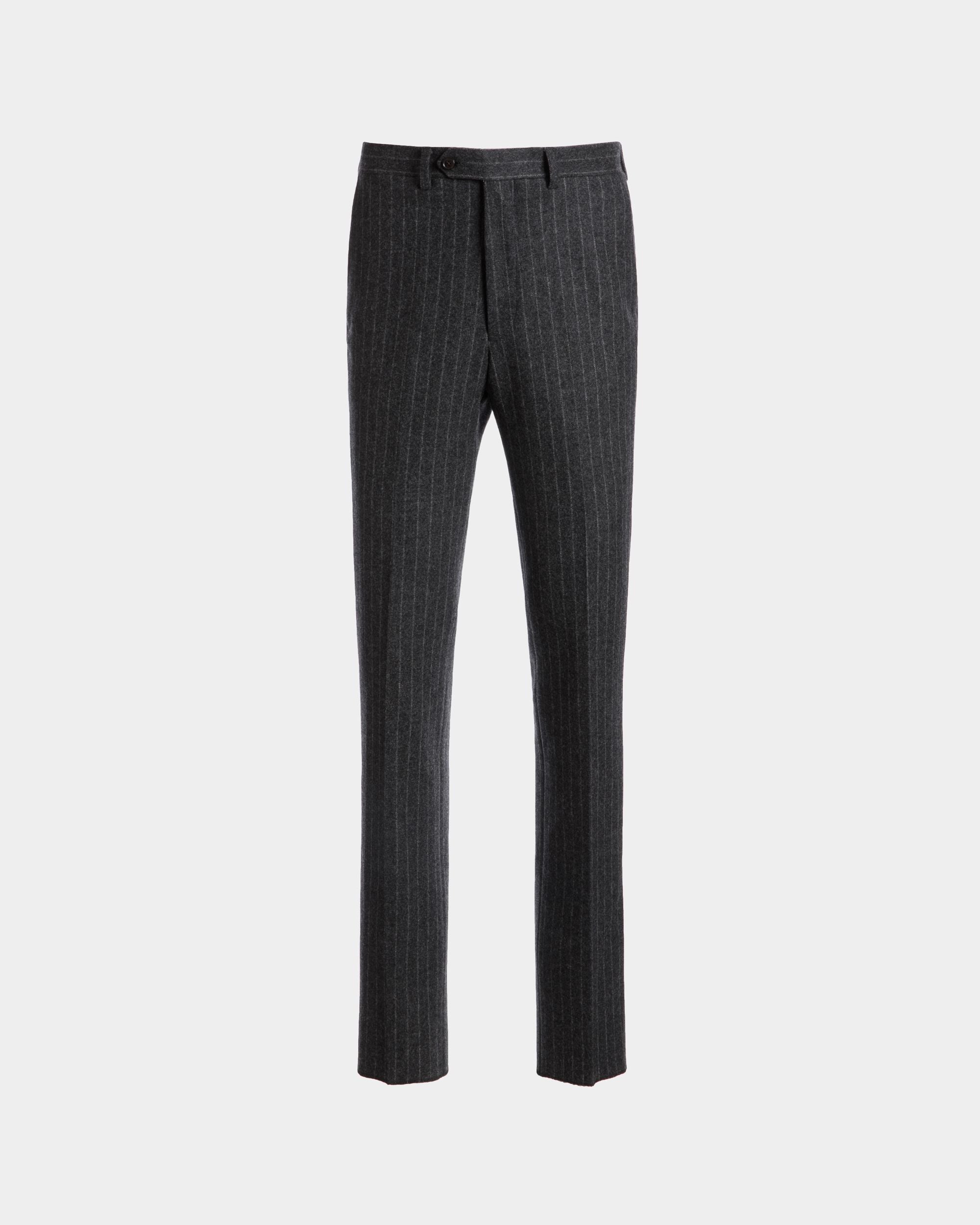 Pantalón De Lana Grey Melange Con Raya Diplomática - Hombre - Bally - 01