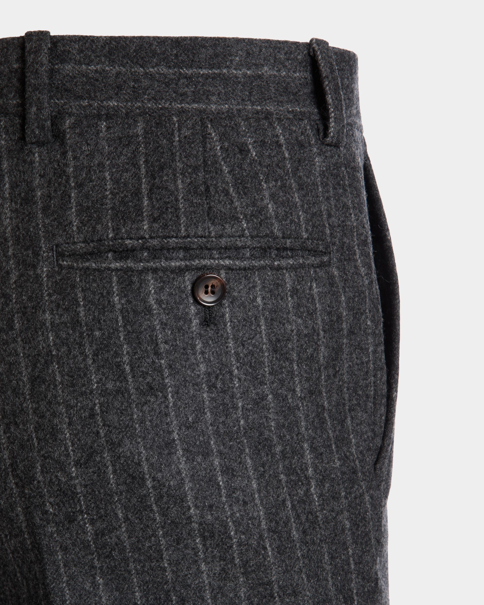 Pantalón De Lana Grey Melange Con Raya Diplomática - Hombre - Bally - 02