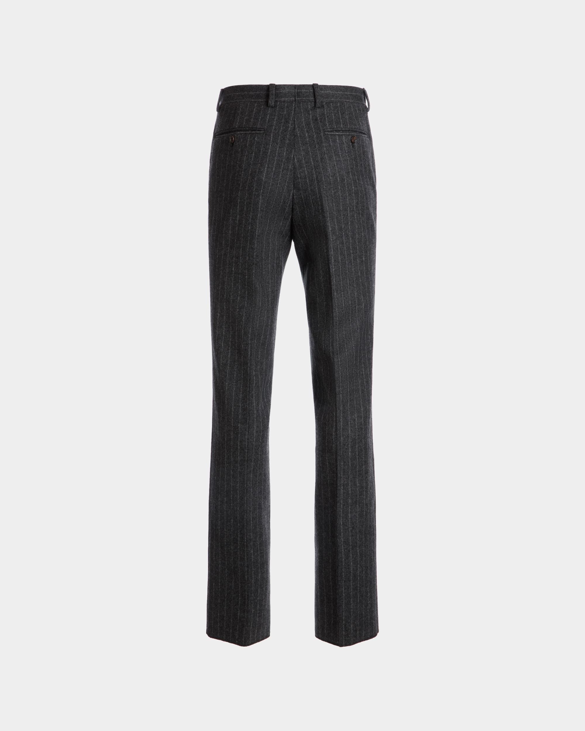Pantalón De Lana Grey Melange Con Raya Diplomática - Hombre - Bally - 03