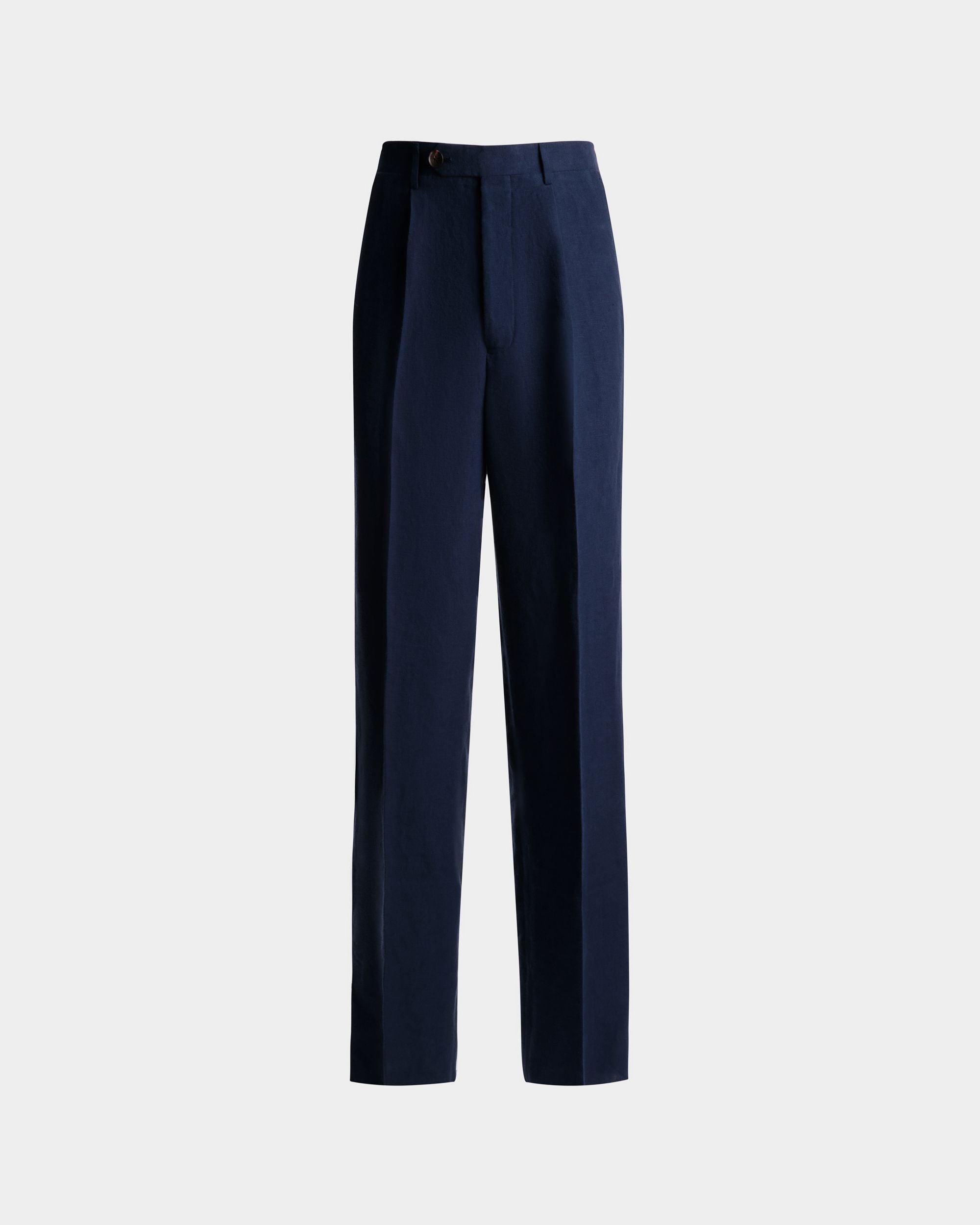 Pants in Navy Blue Linen - Men's - Bally - 01