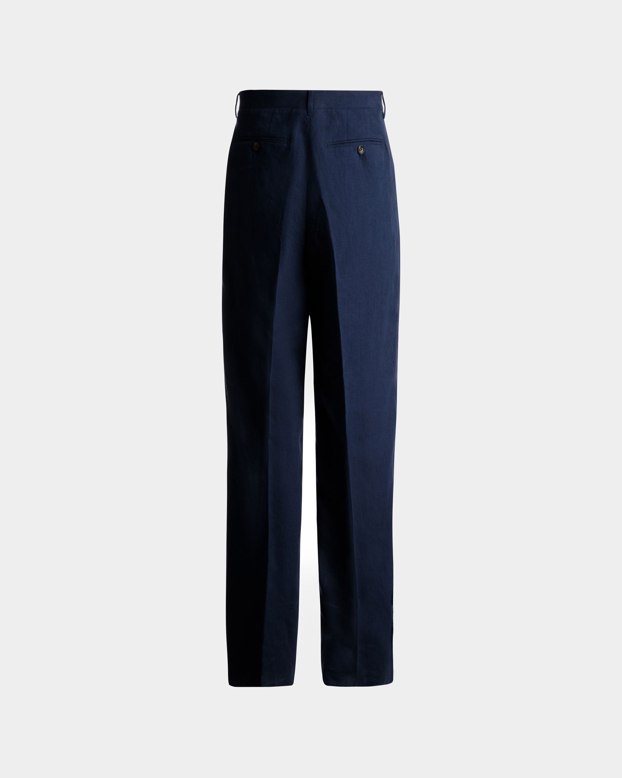 Pants in Navy Blue Linen - Men's - Bally - 03