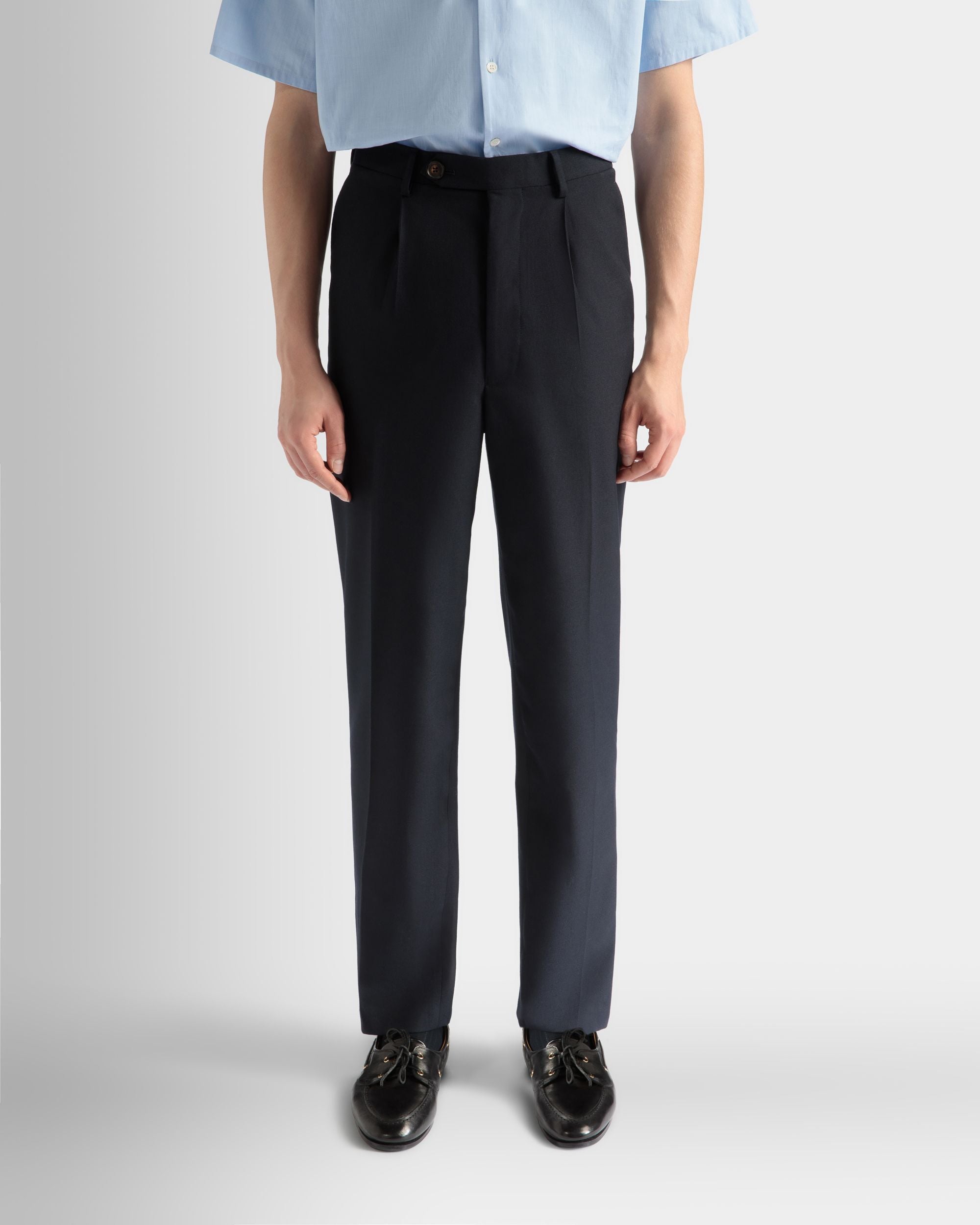 Pants in Navy Blue Wool Blend - Men's - Bally - 03
