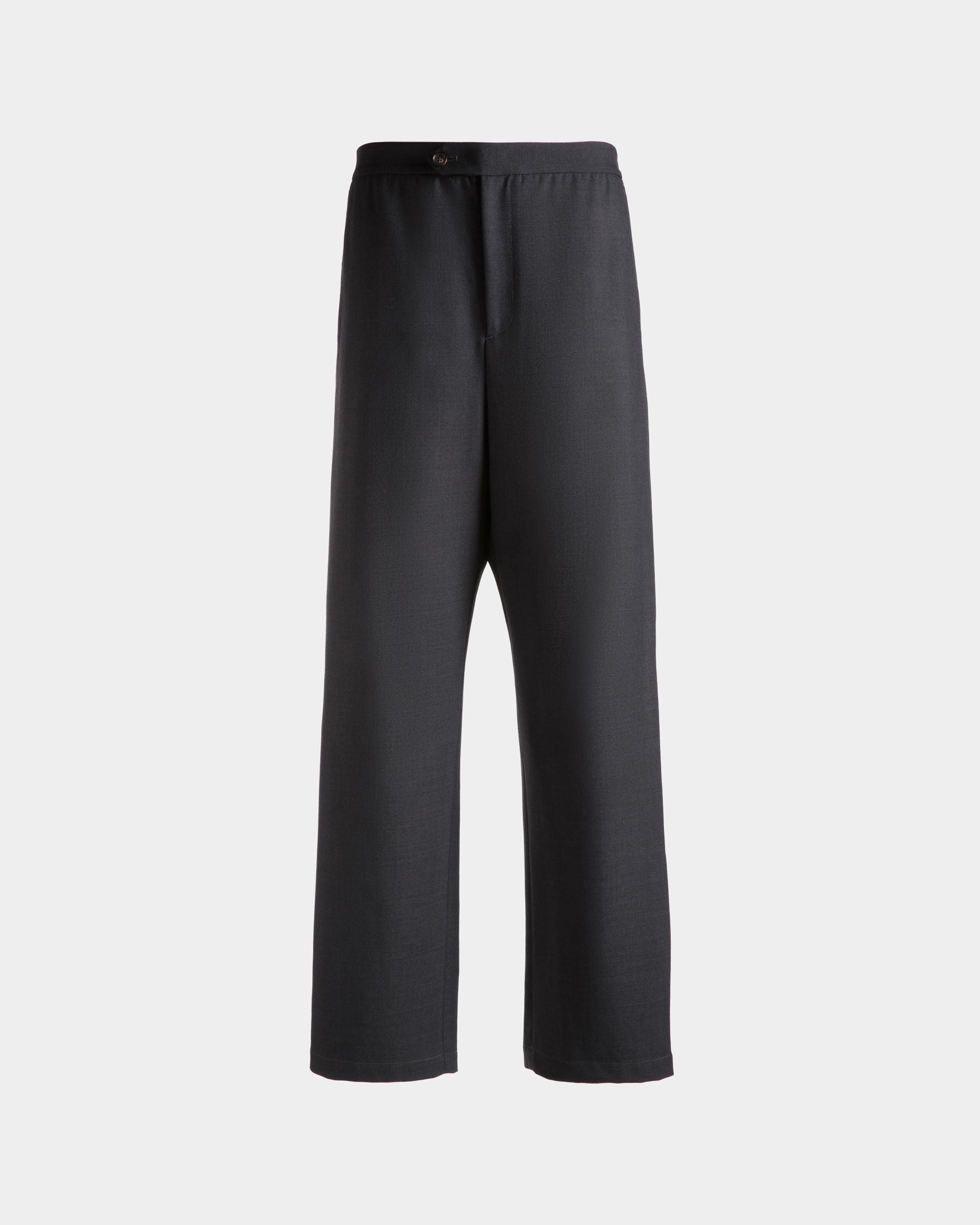 Loose Fit Pants in Dark Grey Wool Blend - Men's - Bally - 01