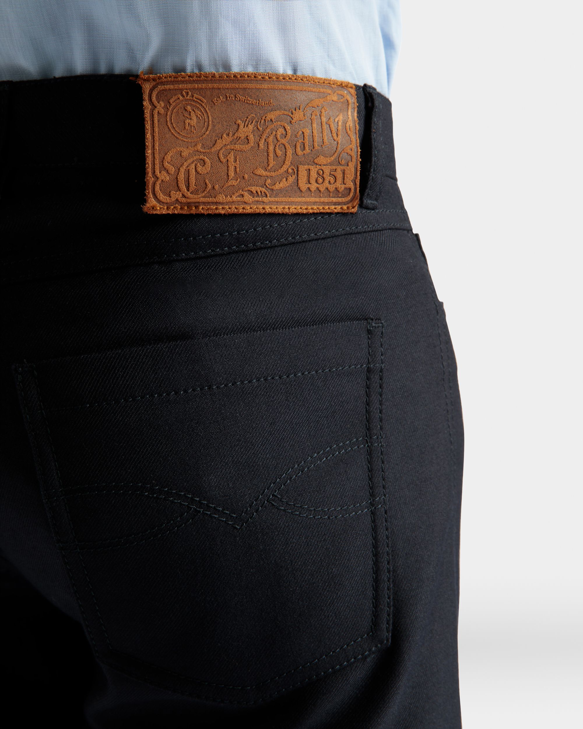 Pants in Navy Blue Wool Blend - Men's - Bally - 04