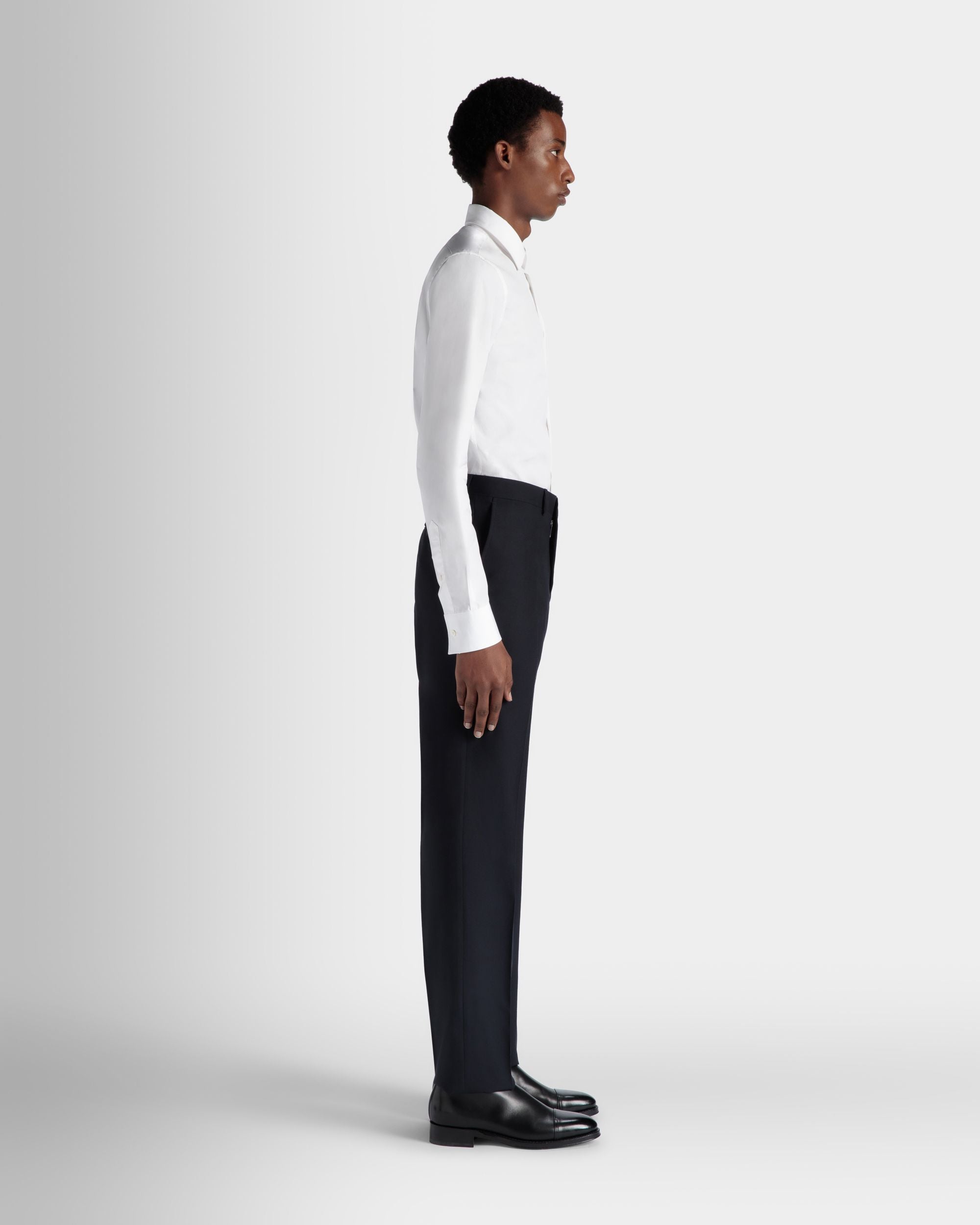 Adrien Brody Travel Collection Pleated Pants In Navy Blue Wool - Men's - Bally - 07