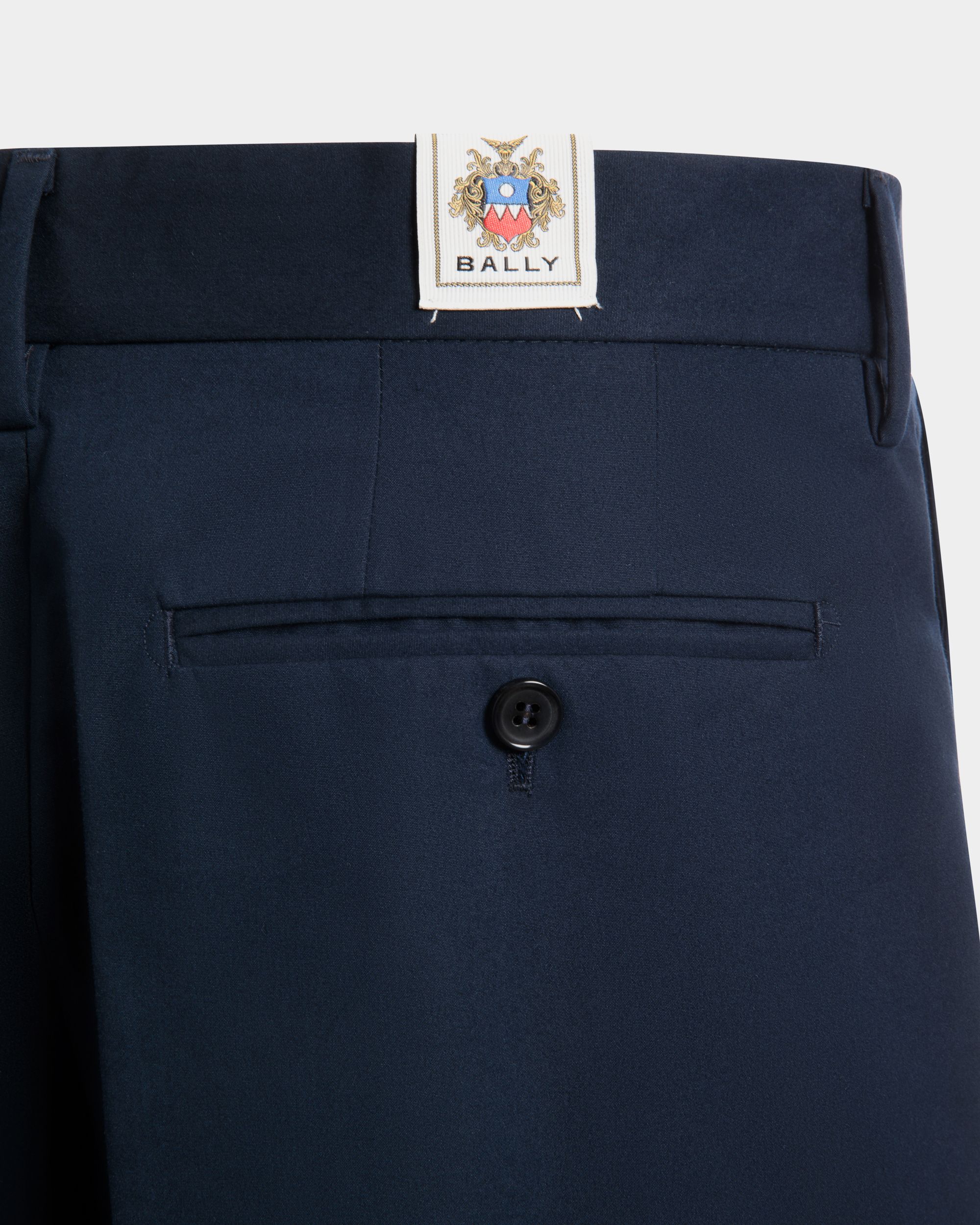 Regular Pleated Pants in Navy Blue Cotton Blend - Men's - Bally - 04