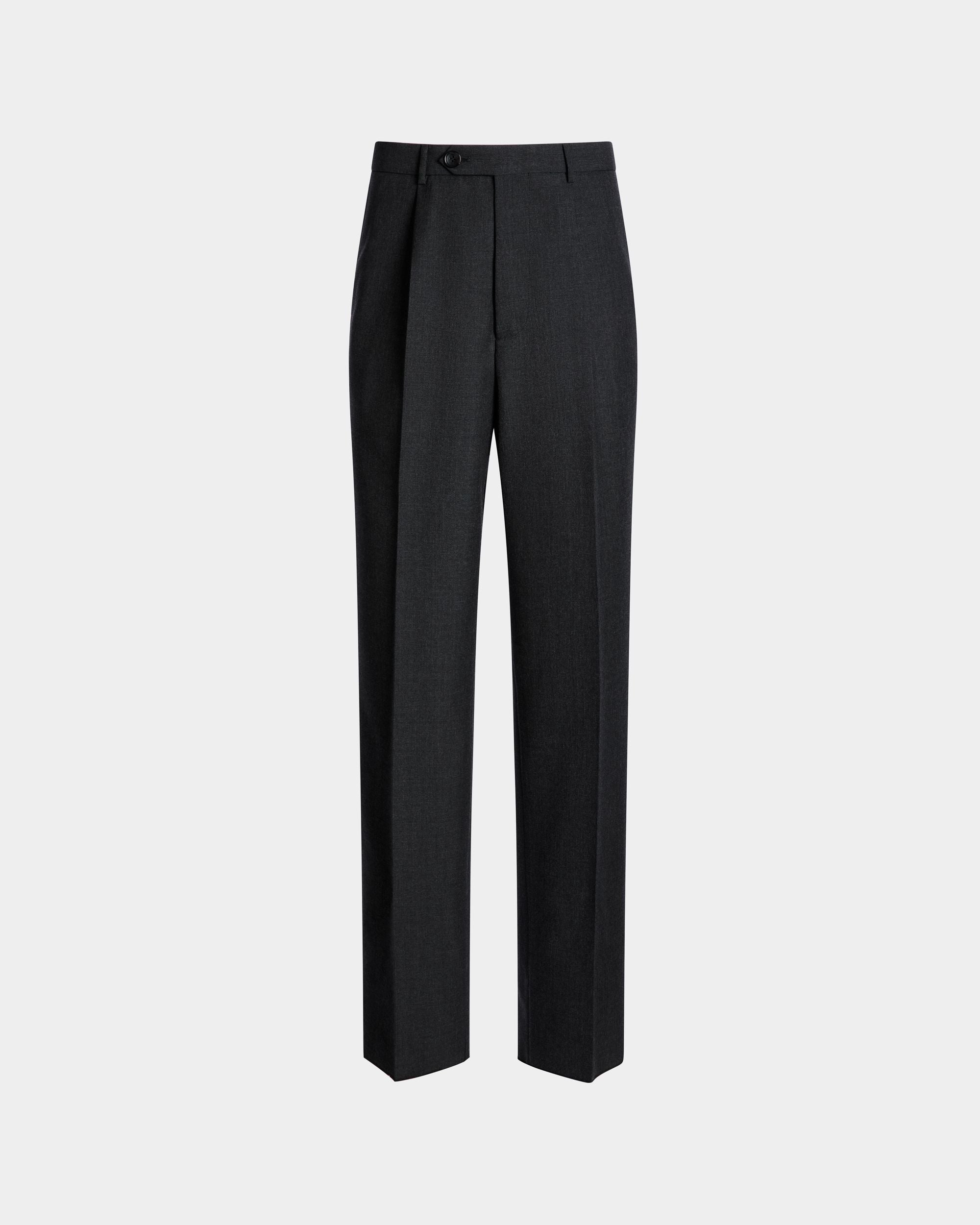 Pantalón De Sastrería De Mezcla De Lana Gris Oscuro - Hombre - Bally - 01