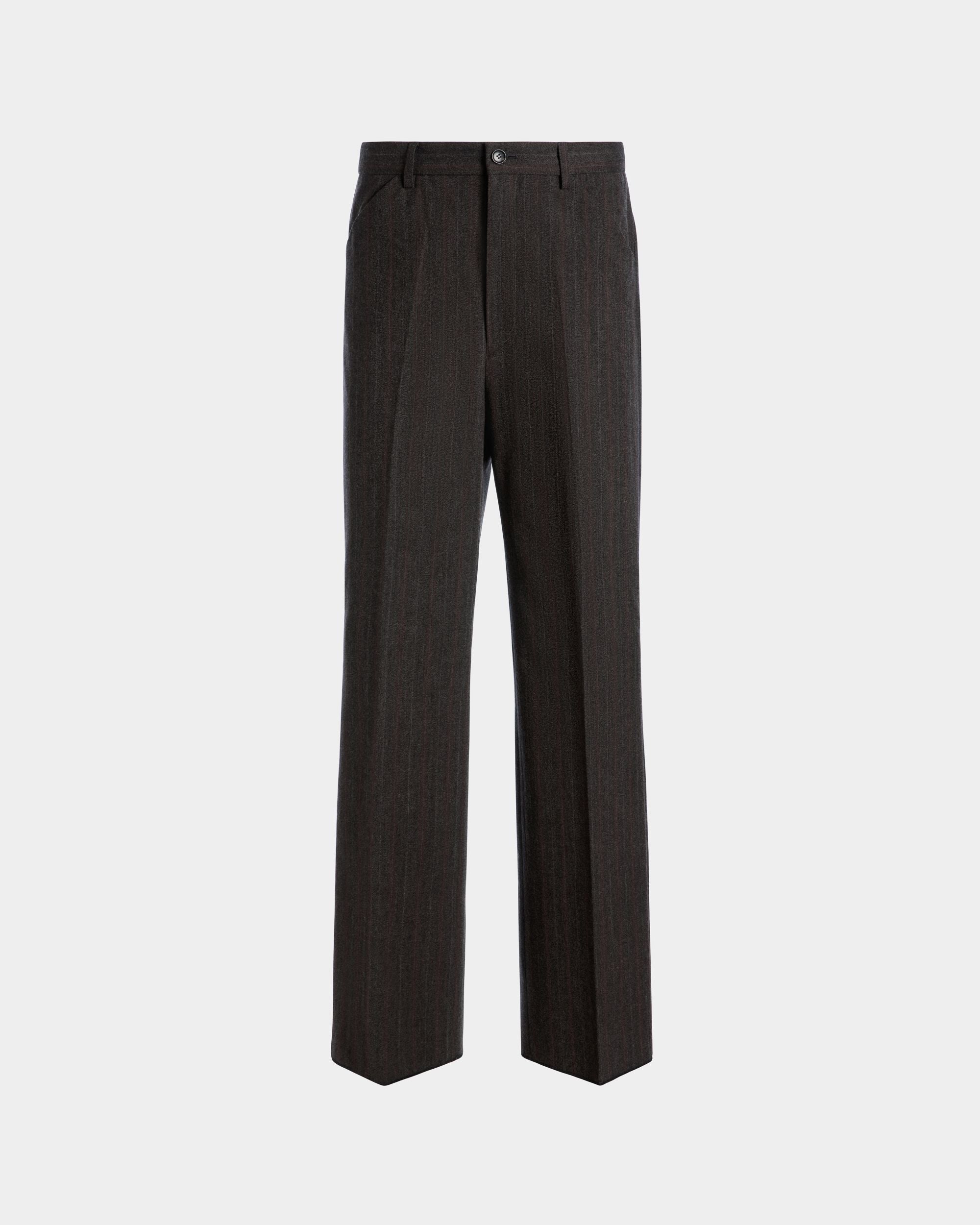 Tailored Pants With a Pinstripe Pattern in Grey Wool Blend - Men's - Bally - 01