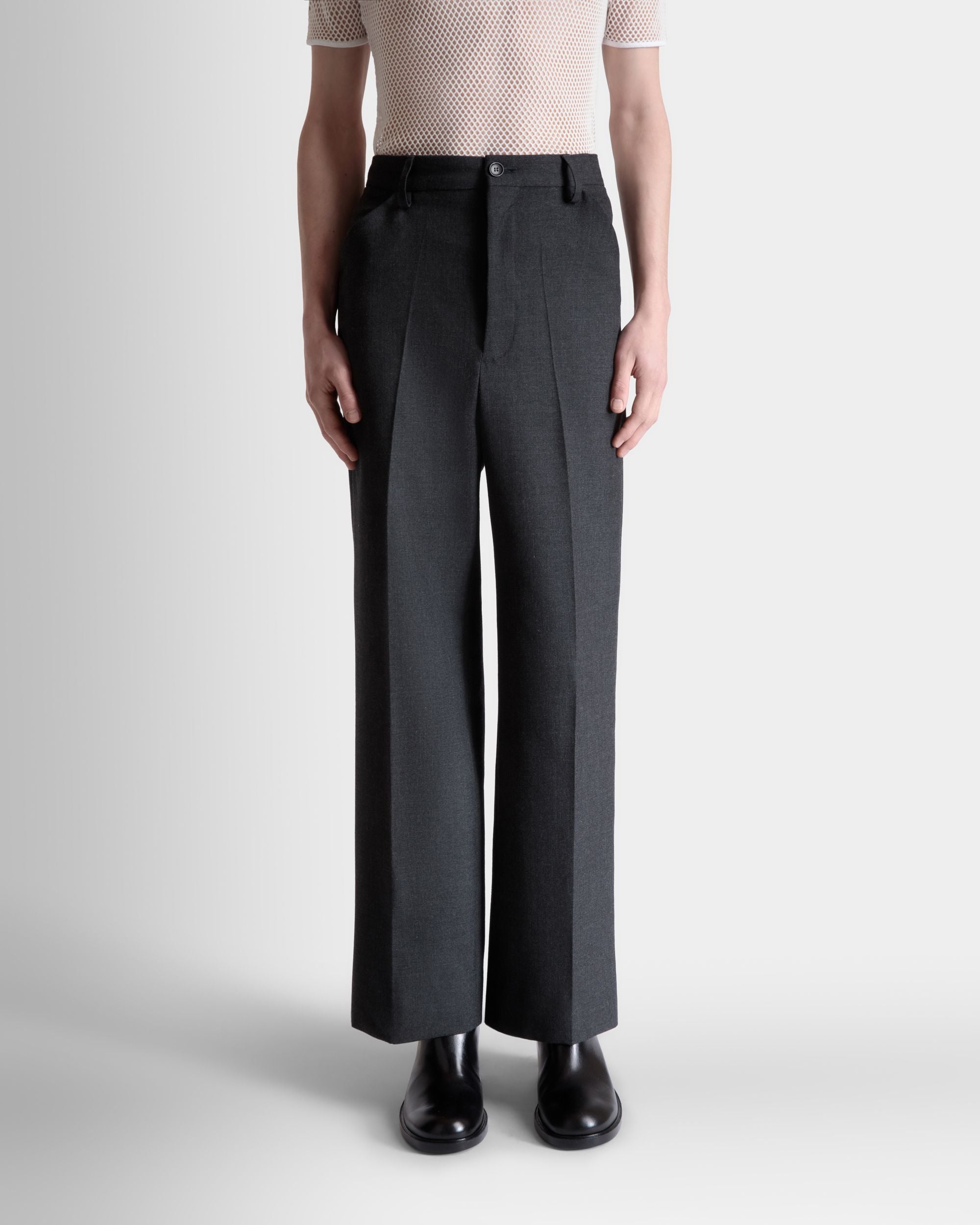 Pants in a Melange Grey Wool Blend - Men's - Bally - 08