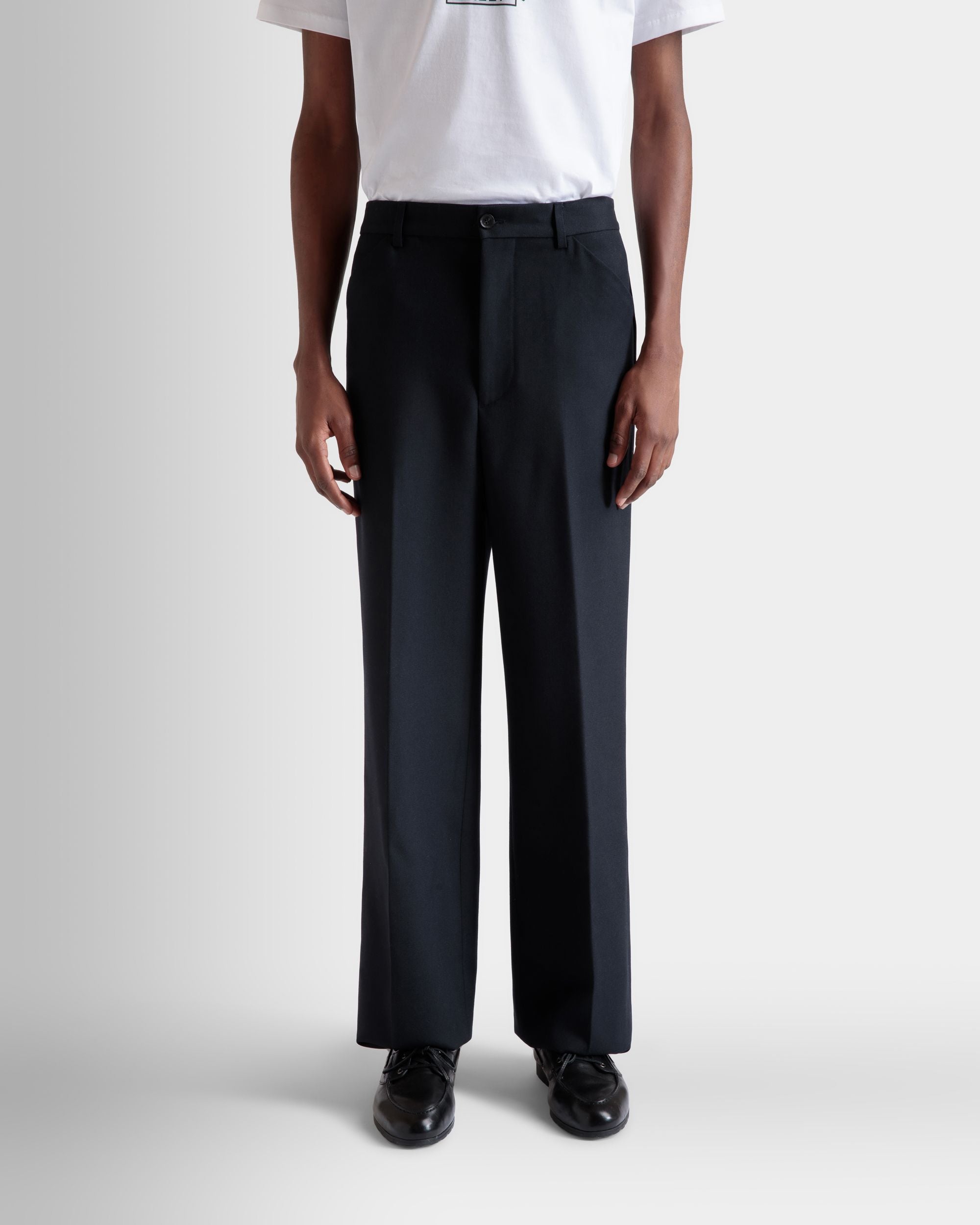 Pantalón Acampanado De Lana Navy Blue - Hombre - Bally - 03