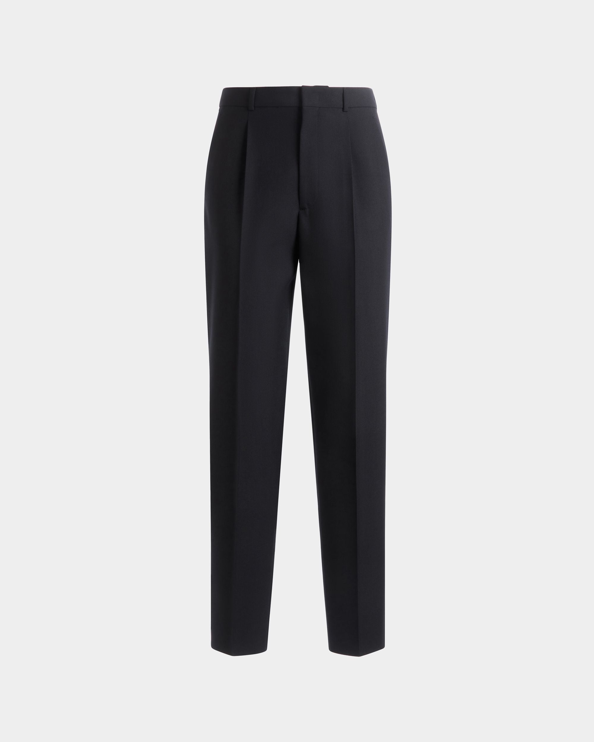 Pantalón Con Pinzas De Mezcla De Lana Navy Blue - Hombre - Bally - 01