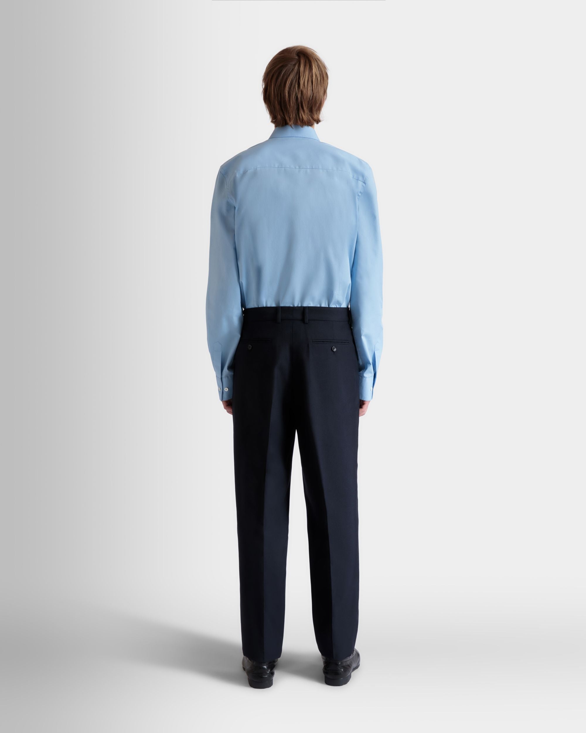 Pantalón Con Pinzas De Mezcla De Lana Navy Blue - Hombre - Bally - 06