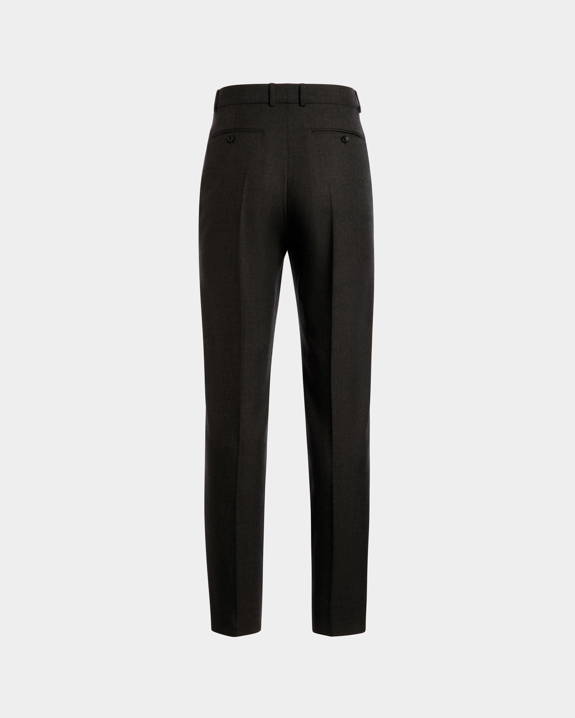 Pantalón Con Pinzas De Mezcla De Lana Grey Melange - Hombre - Bally - 03
