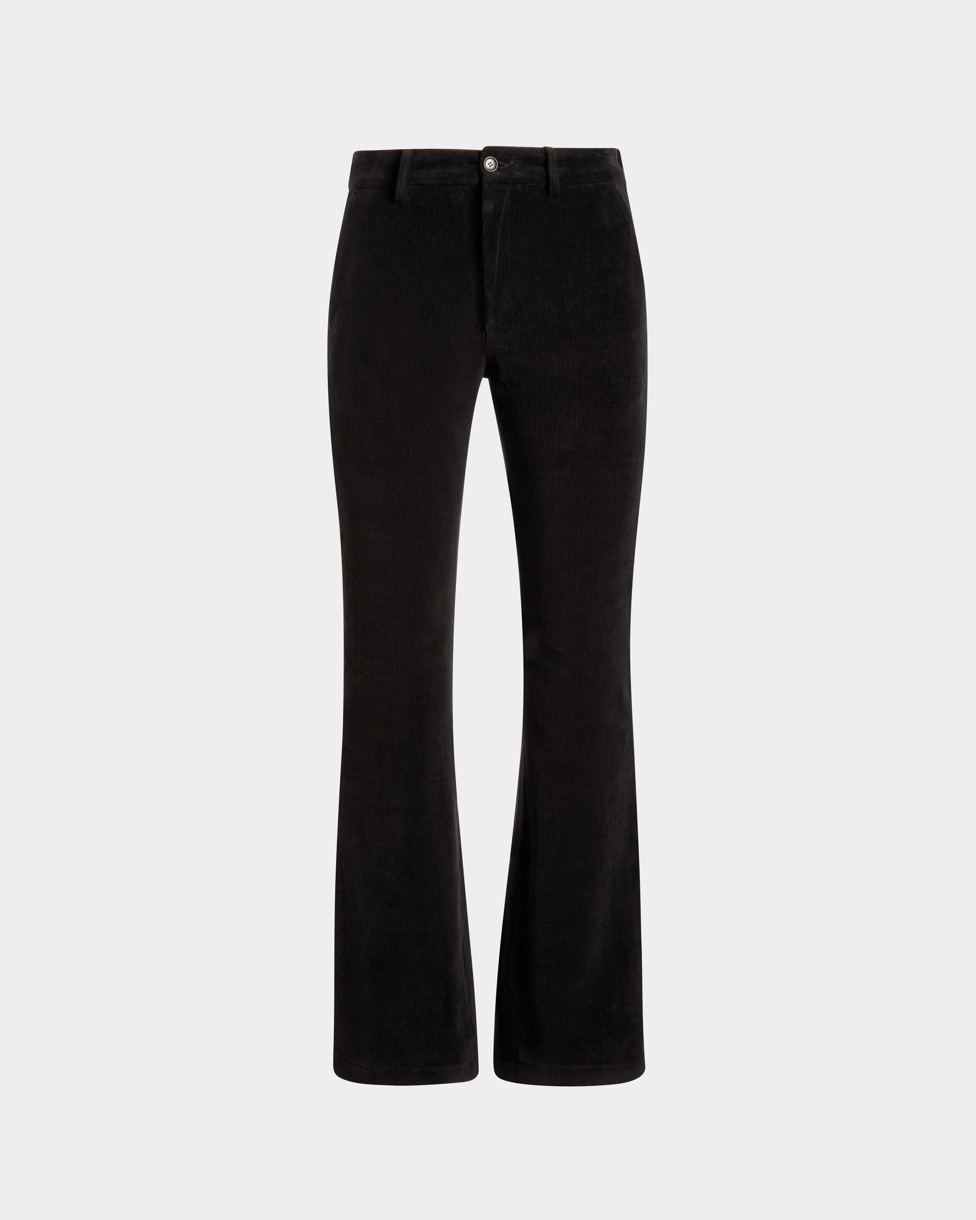 Flared Pants In Black Cotton Corduroy - Men's - Bally - 01