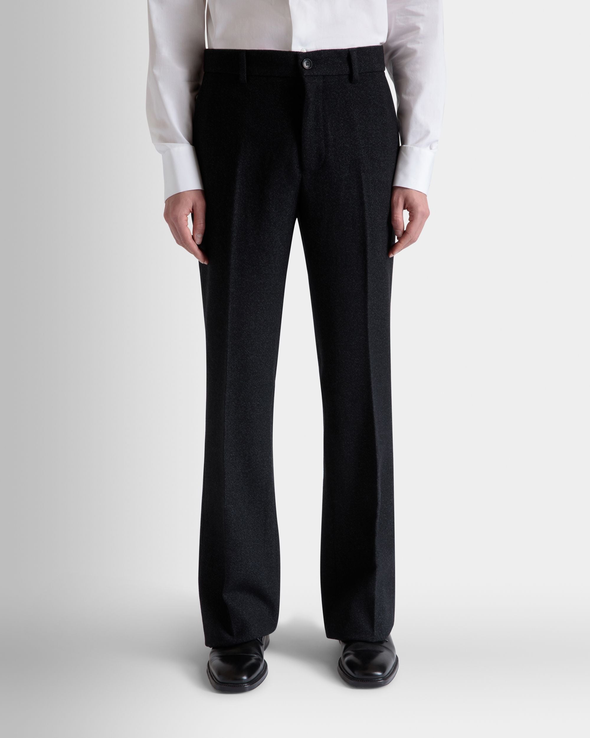 Pantalón Con Pinzas De Lana Gris Oscuro - Hombre - Bally - 03