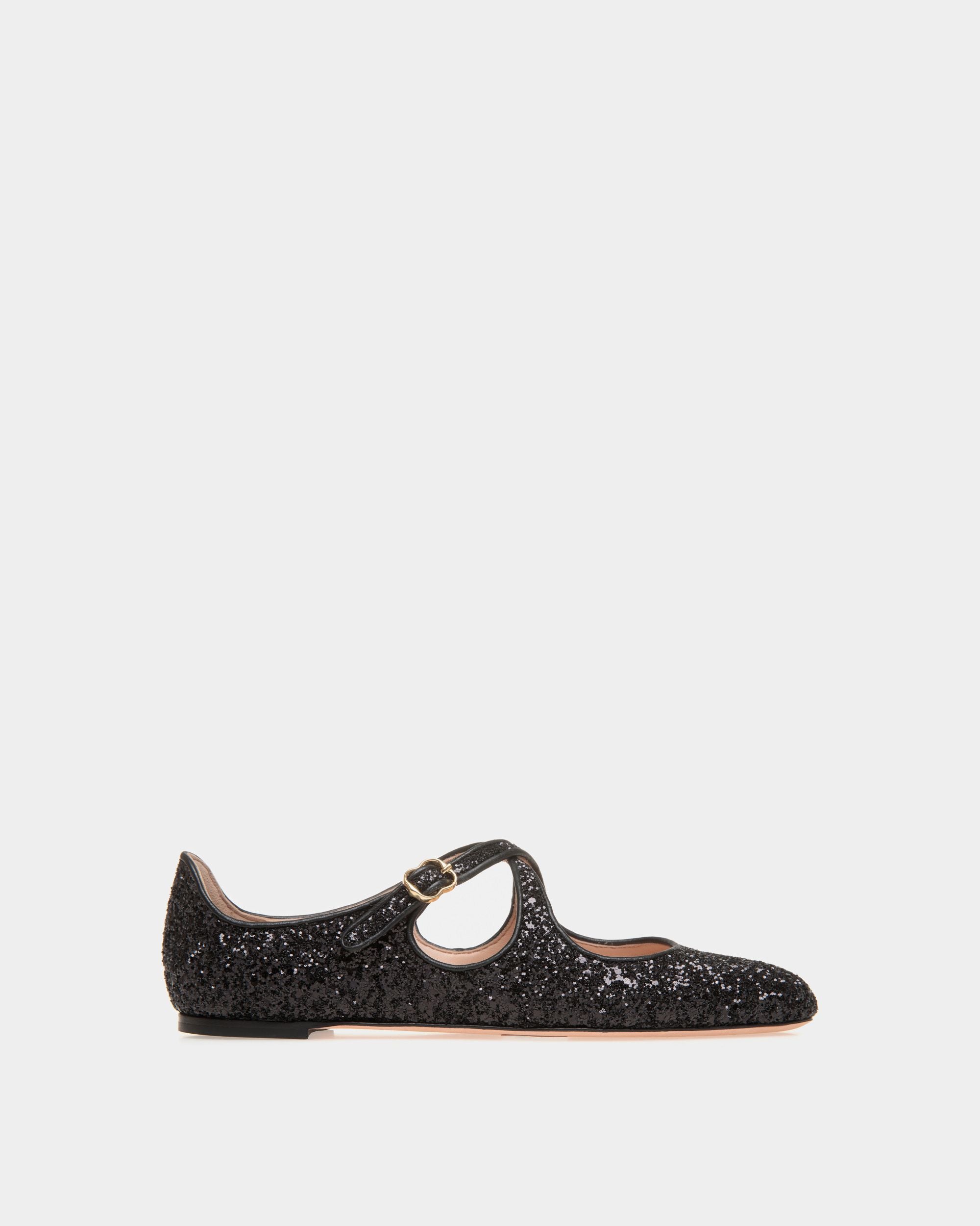 Ballyrina Flat In Black Glitter - Women's - Bally - 01