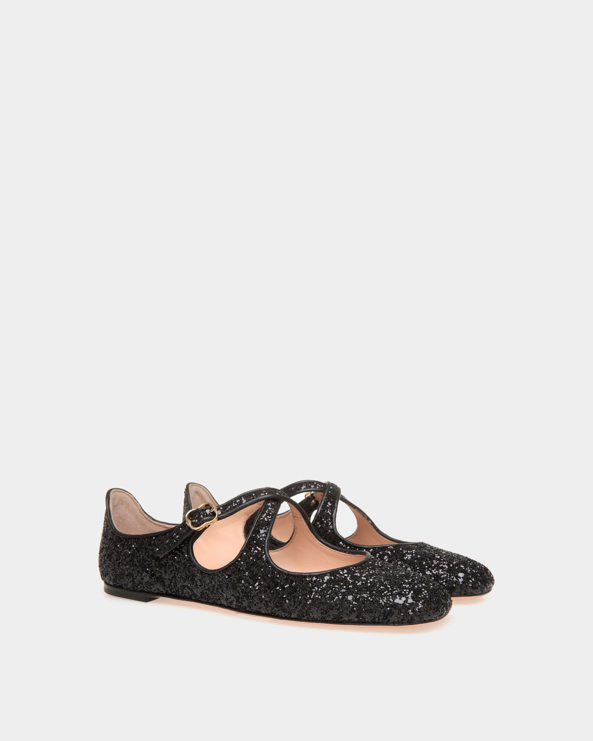 Ballyrina Flat In Black Glitter - Women's - Bally - 02