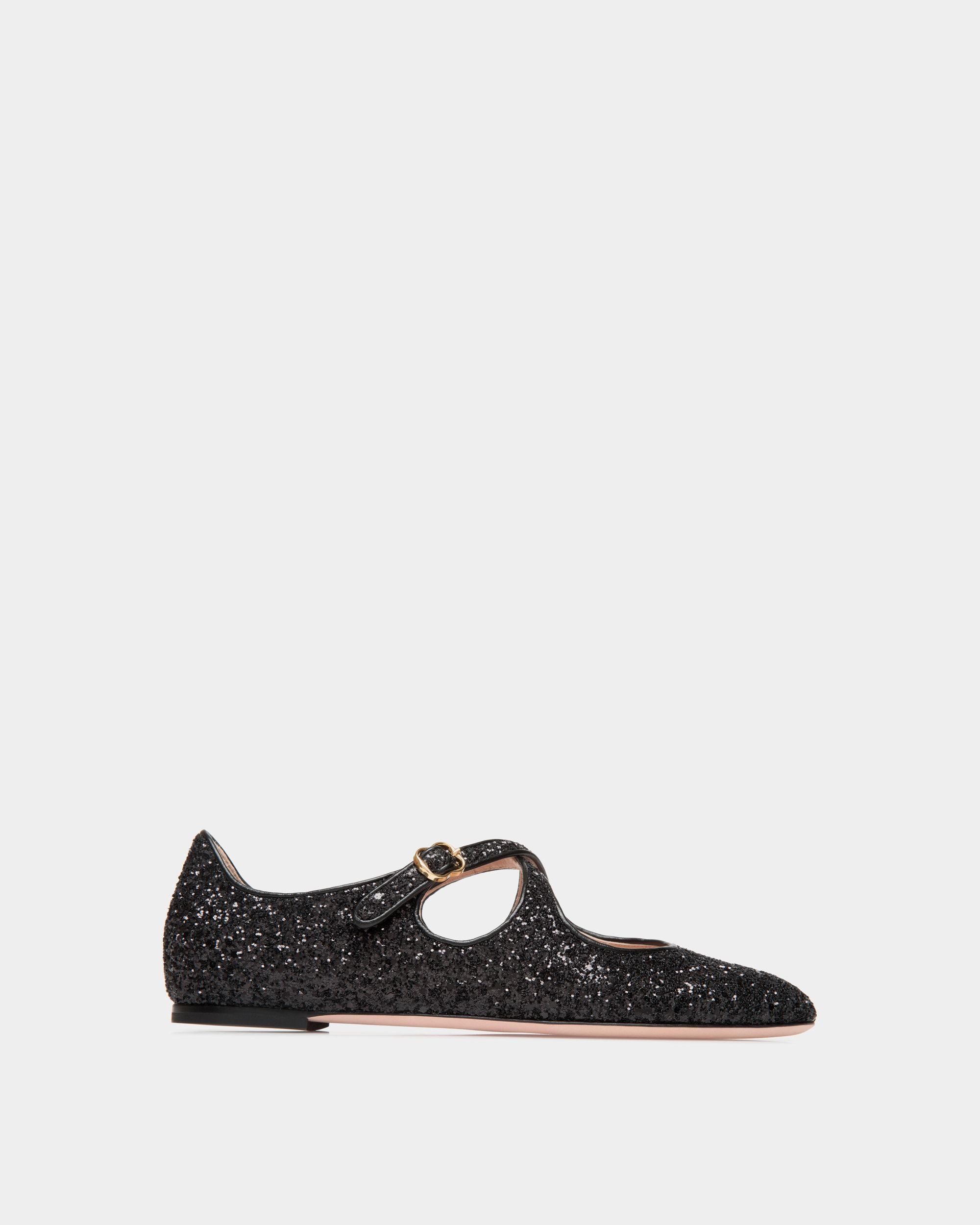 Ballyrina Flat in Black Glitter - Women's - Bally - 01