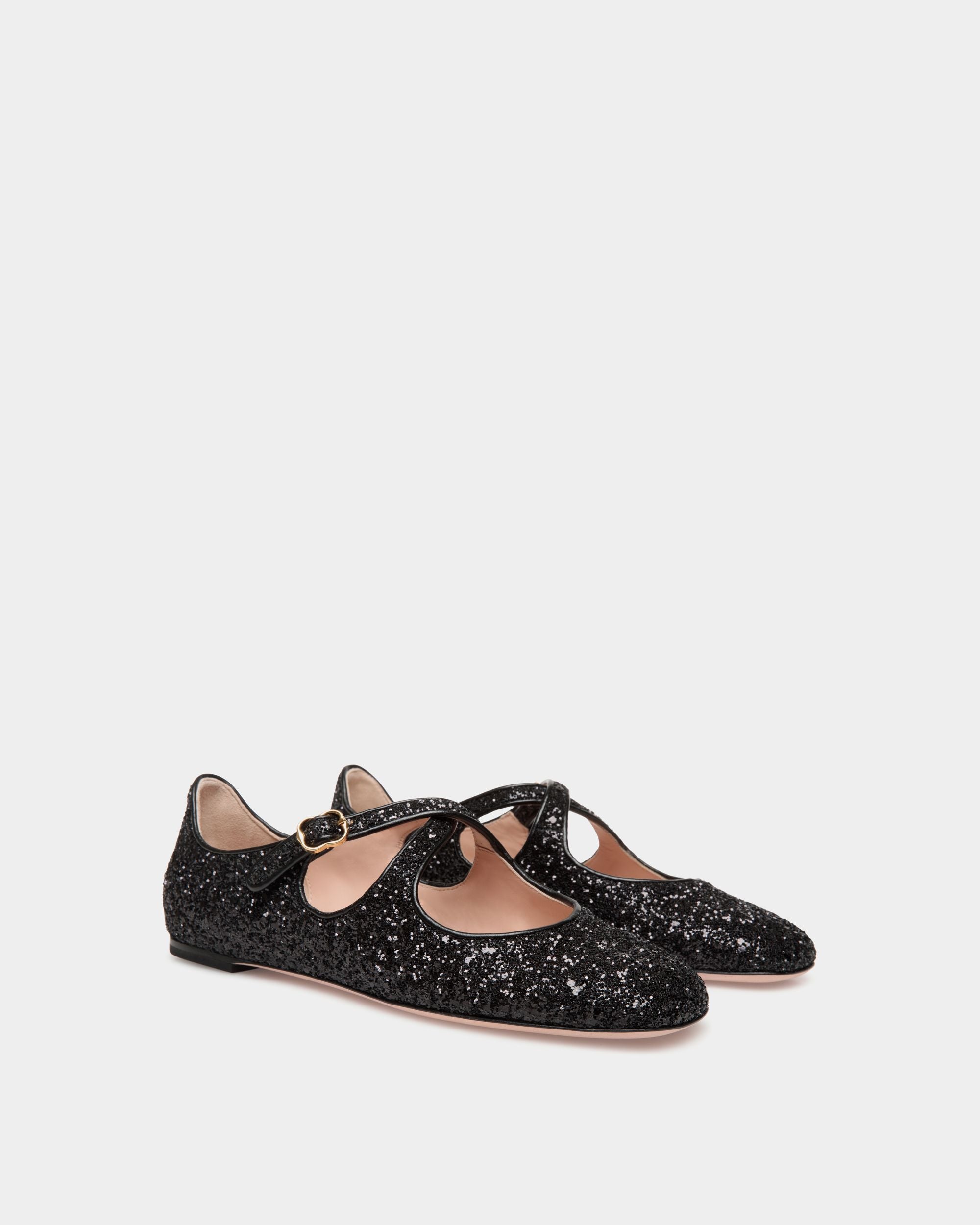 Ballyrina Flat in Black Glitter - Women's - Bally - 02