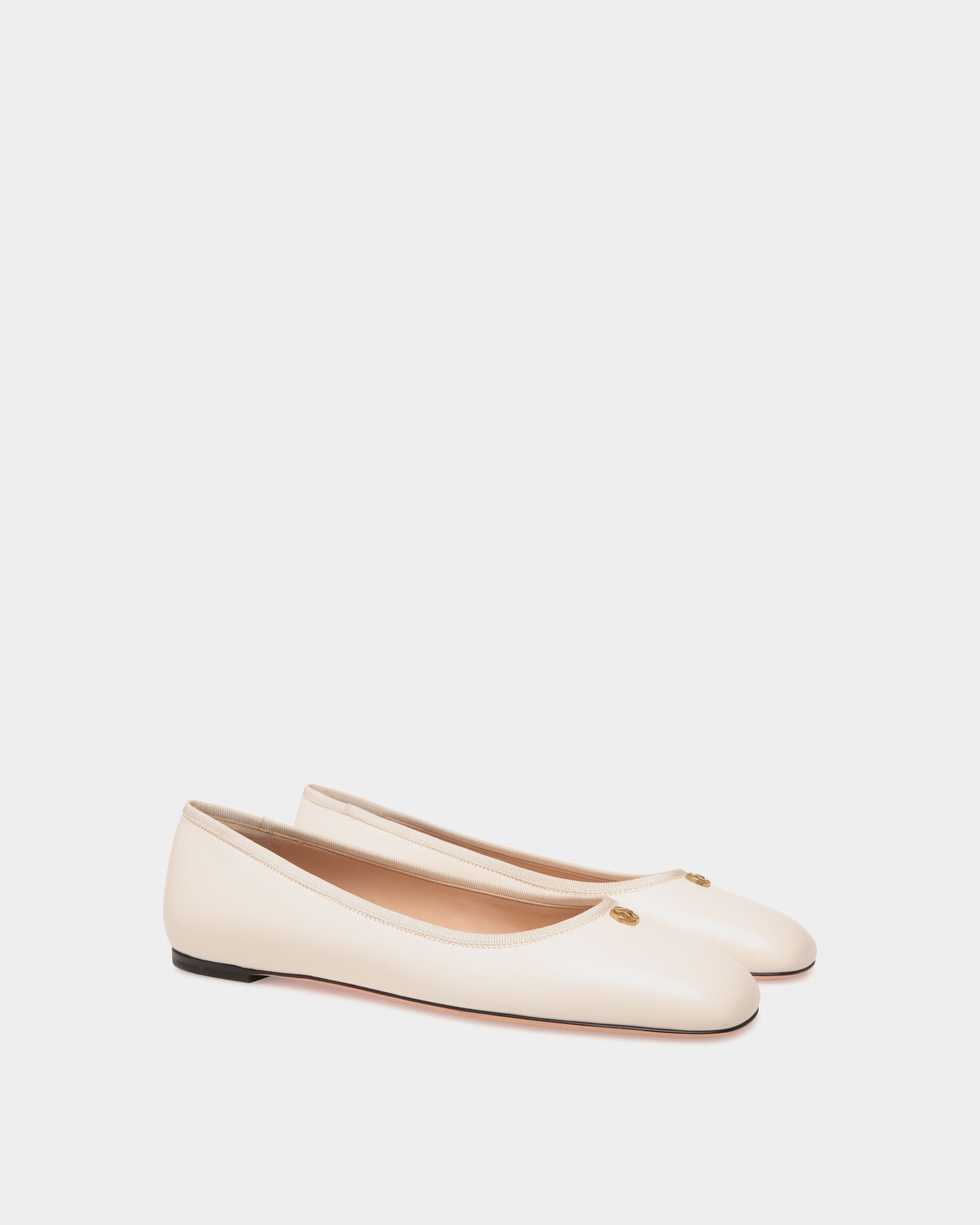 Ballyrina Flat In White Leather - Women's - Bally - 02