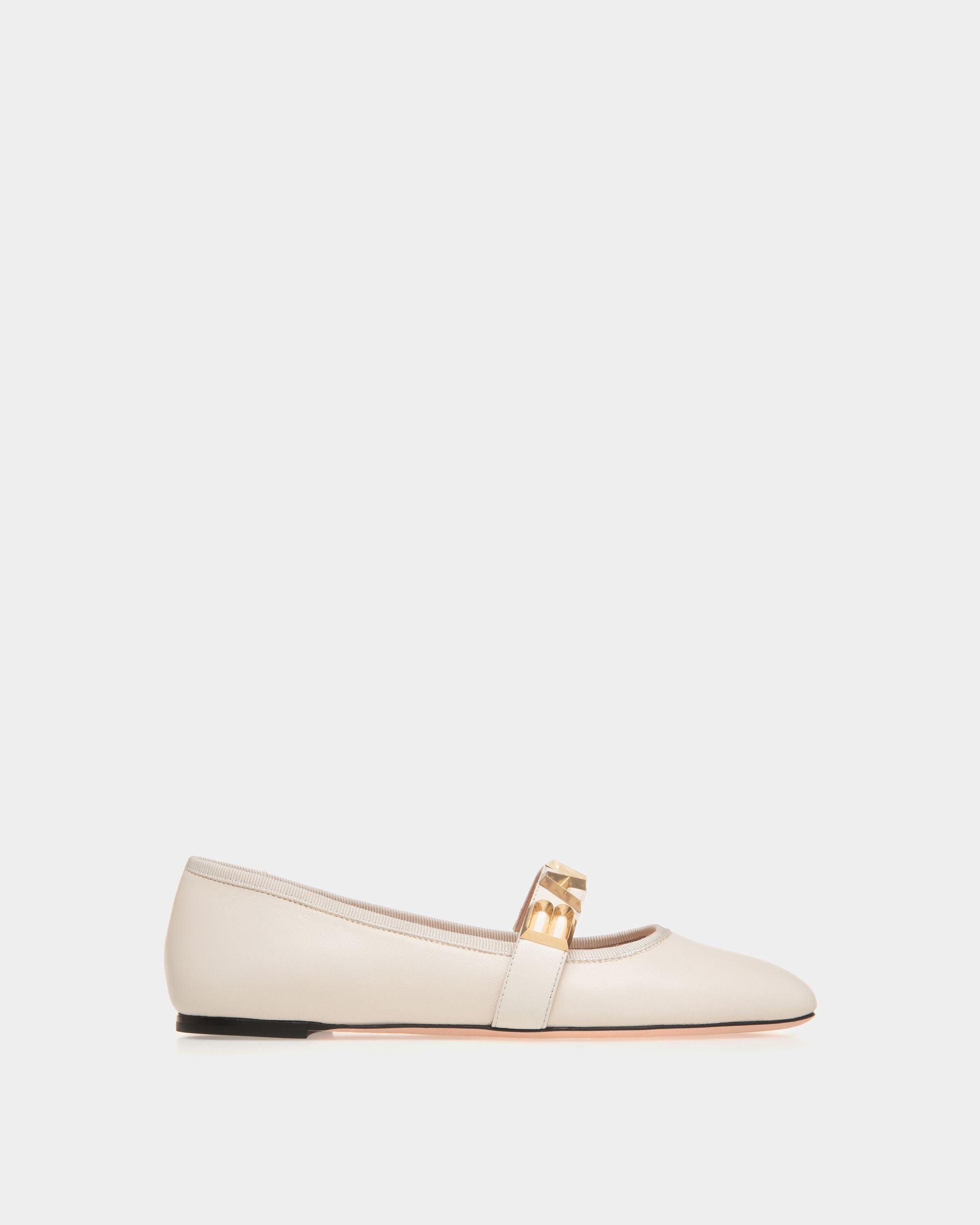 Zapato Plano Ballyrina De Piel Blanca - Mujer - Bally - 01