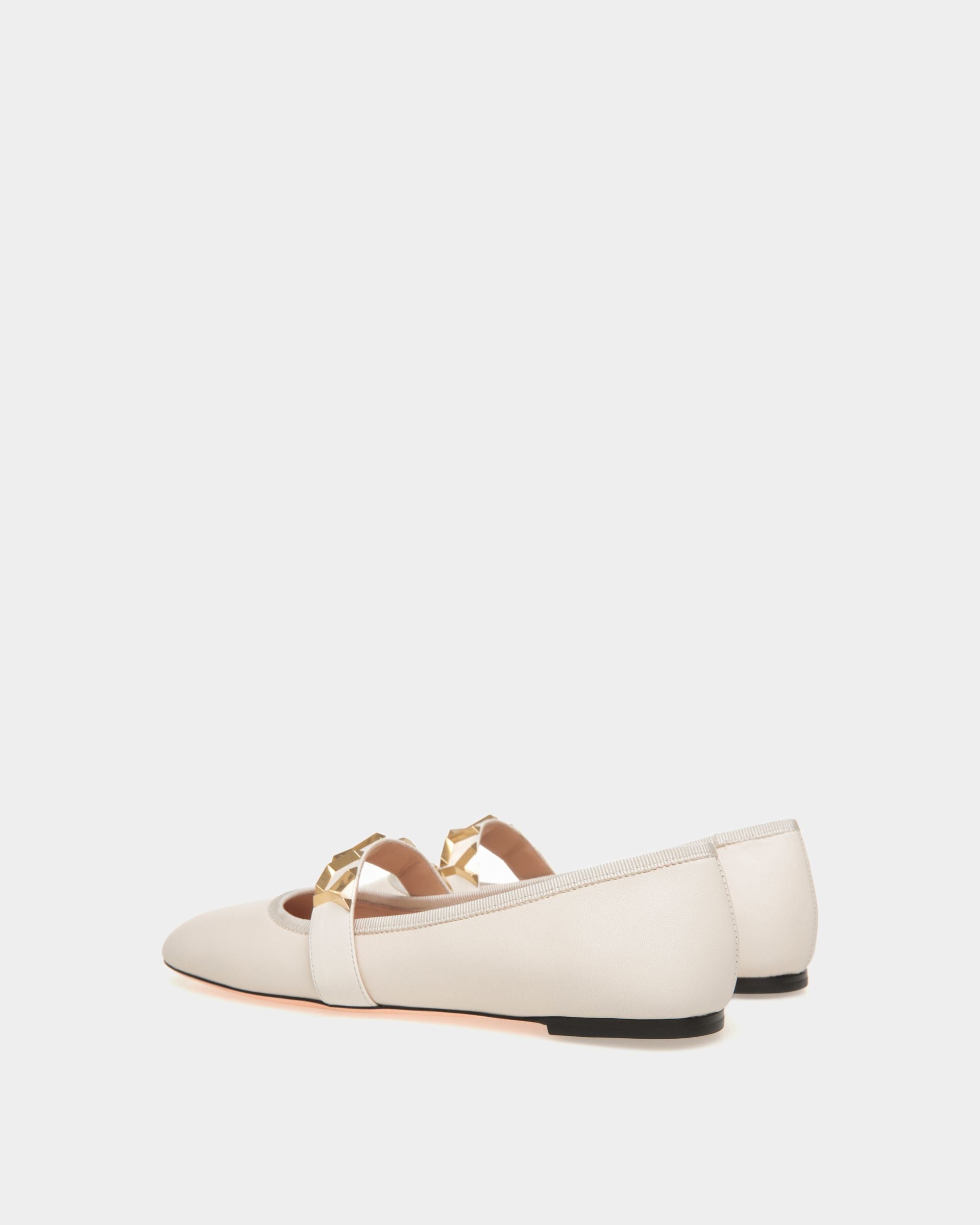 Zapato Plano Ballyrina De Piel Blanca - Mujer - Bally - 03