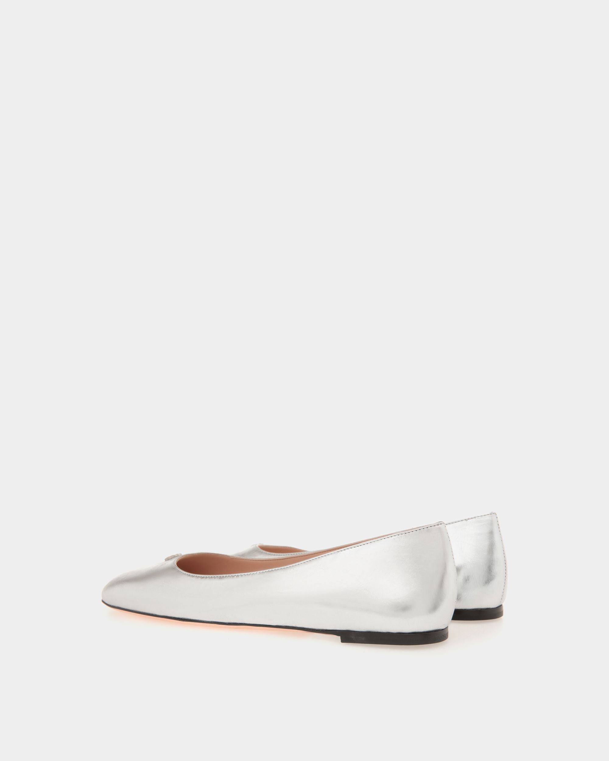Zapatos Planos Ballyrina De Piel Metalizada Plateada - Mujer - Bally - 03