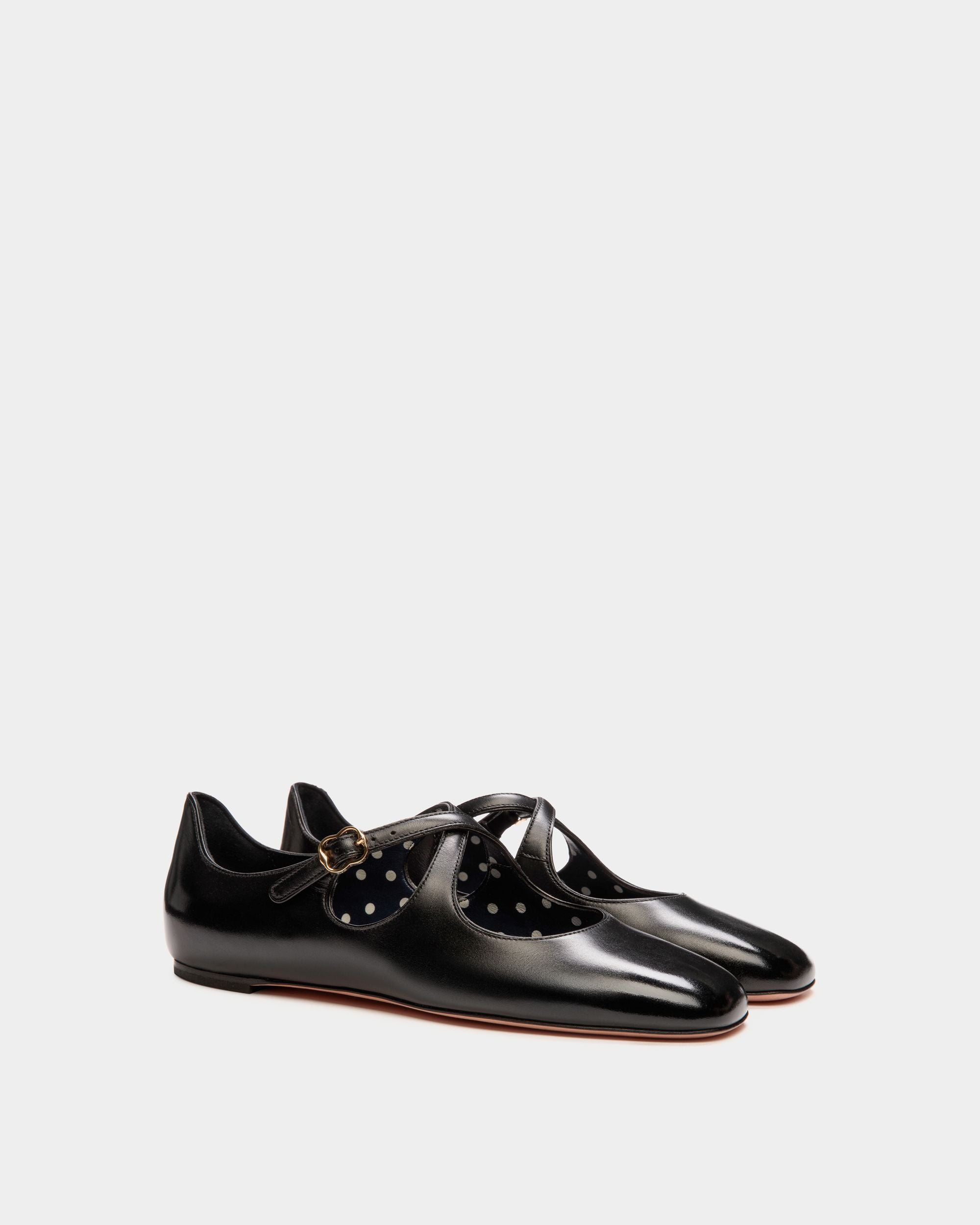 Ballyrina Flat in Black Leather - Women's - Bally - 02