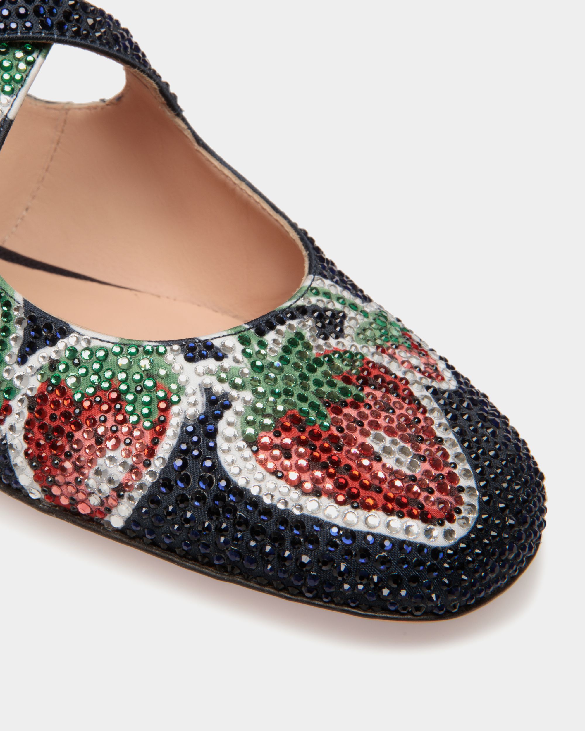 Ballyrina Flat in Strawberry Print Fabric with Crystals - Women's - Bally - 06